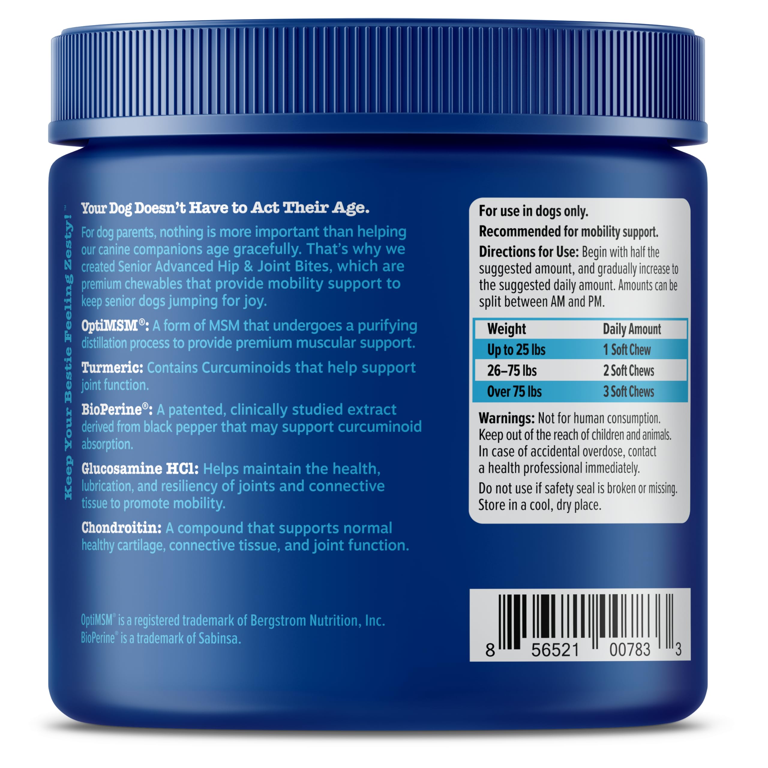 Zesty Paws Mobility Bites textura suave ideal para masticar diariamente