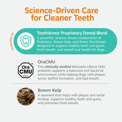 Zesty Paws Polvo Probiotico Dental para Perros higiene oral constante.