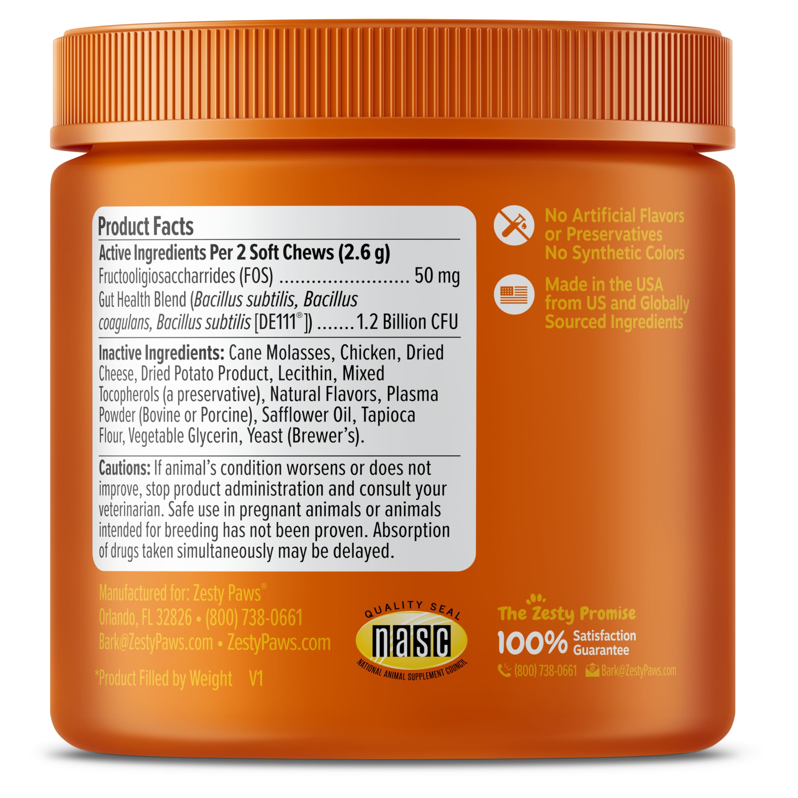 Zesty Paws Probiotic Bites con DE111, probiótico que apoya la flora intestinal