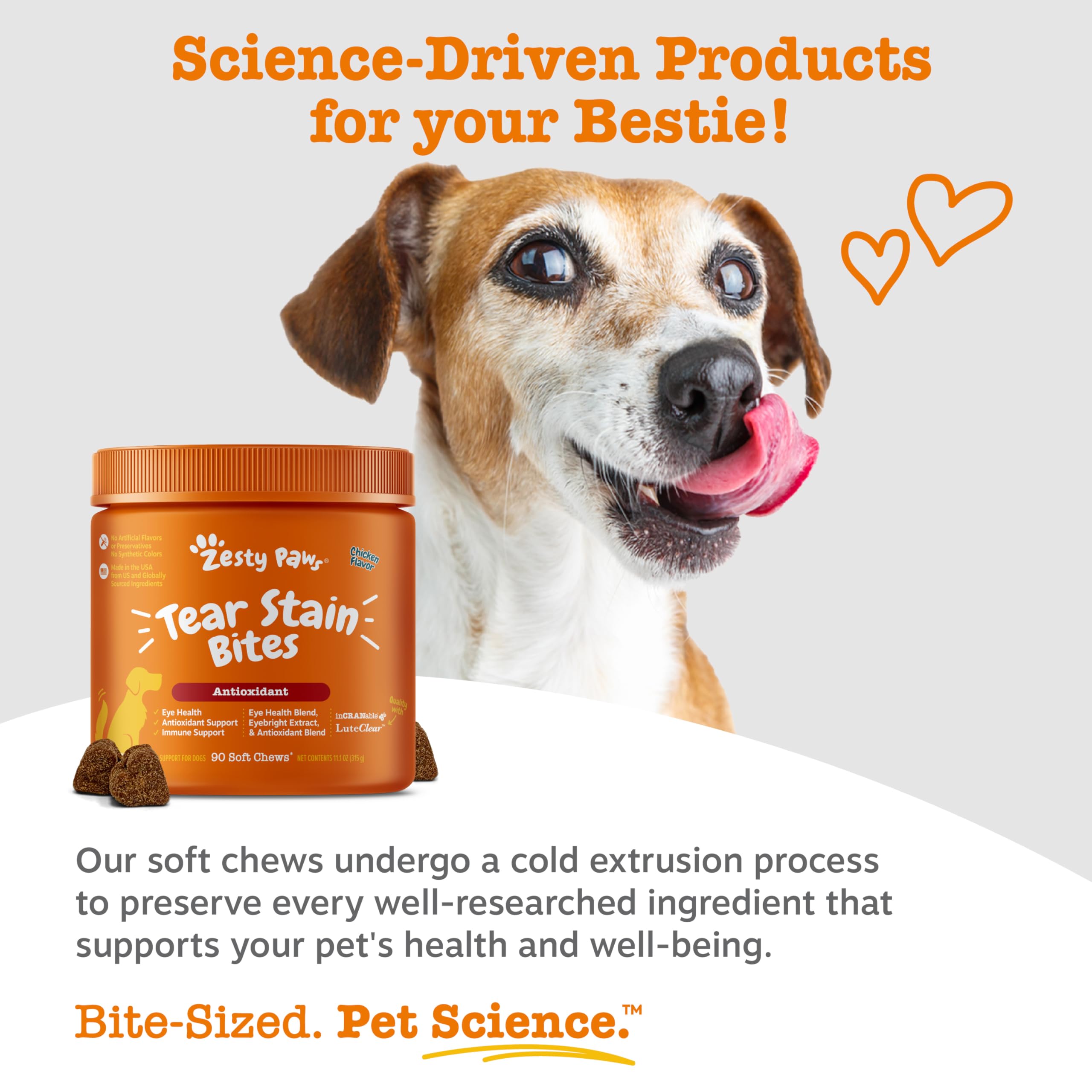Gomita suave de Zesty Paws Tear Stain Support, fácil de masticar para perros.