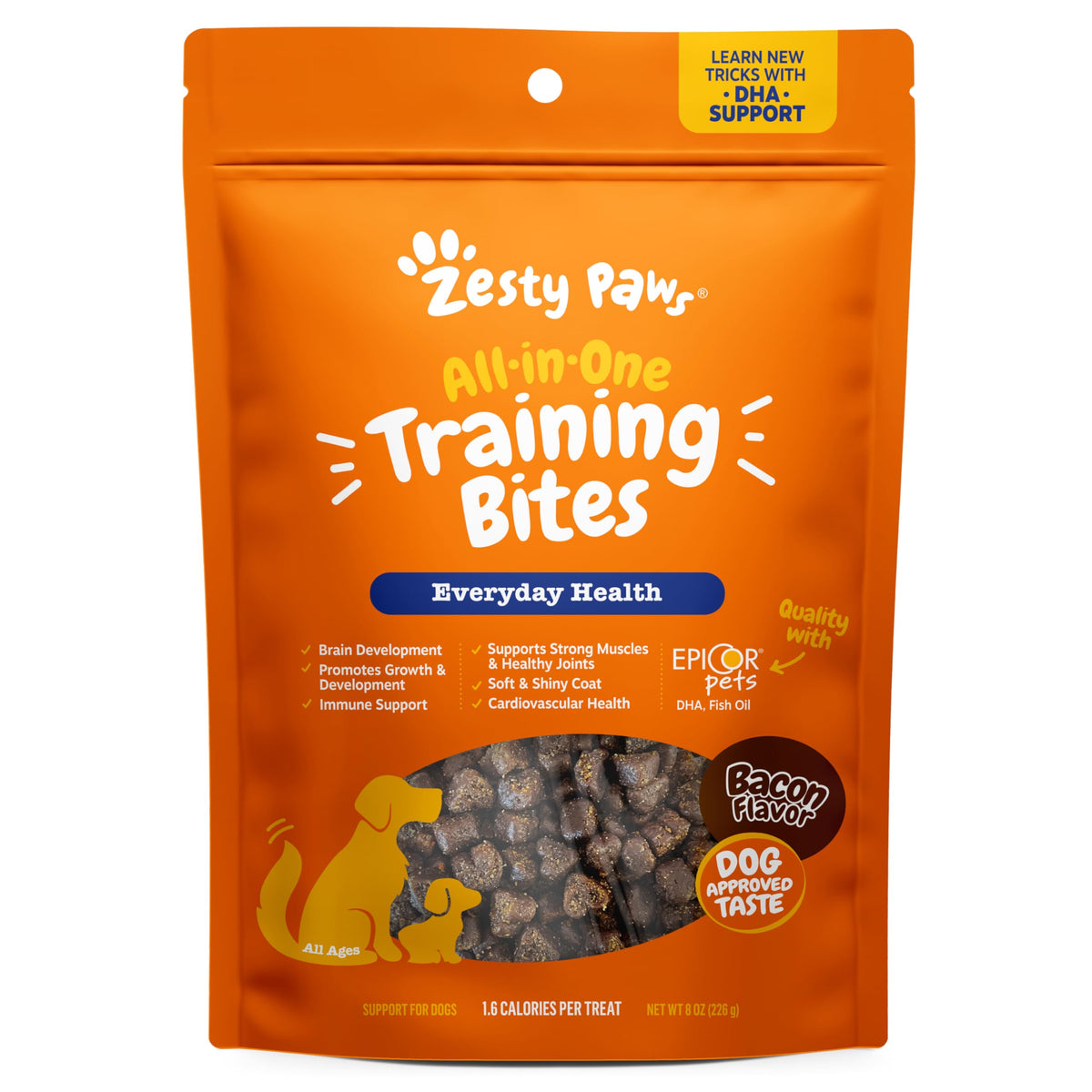 Zesty Paws Training Treats para perros: porciones suaves para entrenamiento.