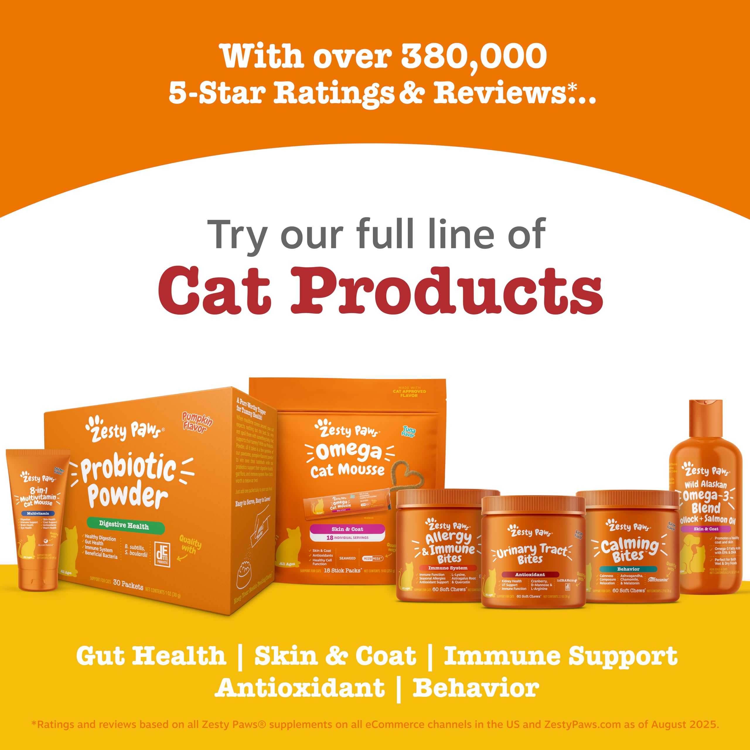 Uso diario de Zesty Paws con sabor tocino para el bienestar del gato
