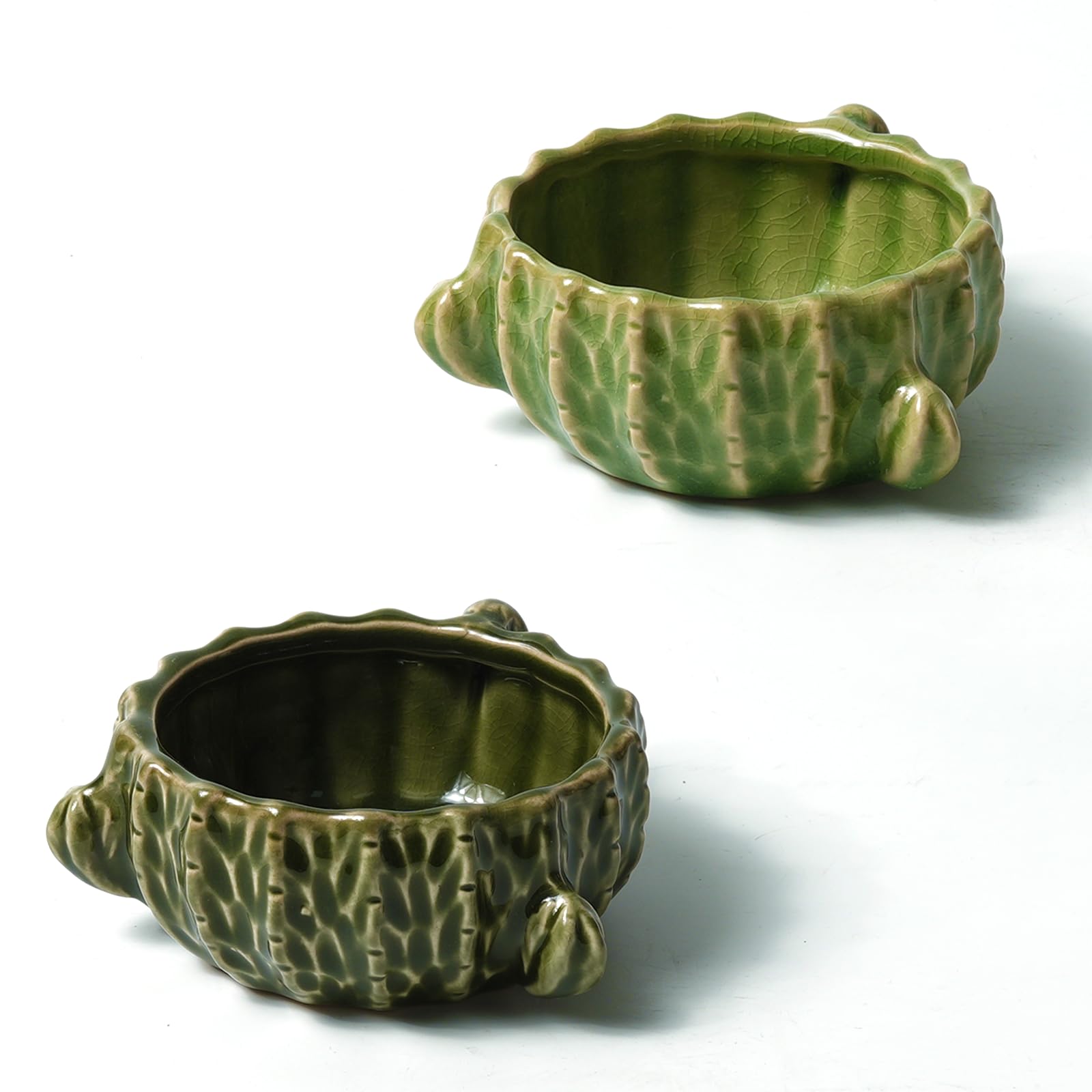 Tazón Zhilishu para roedores con diseño cactus verde, ideal para comida y agua y fácil de limpiar.