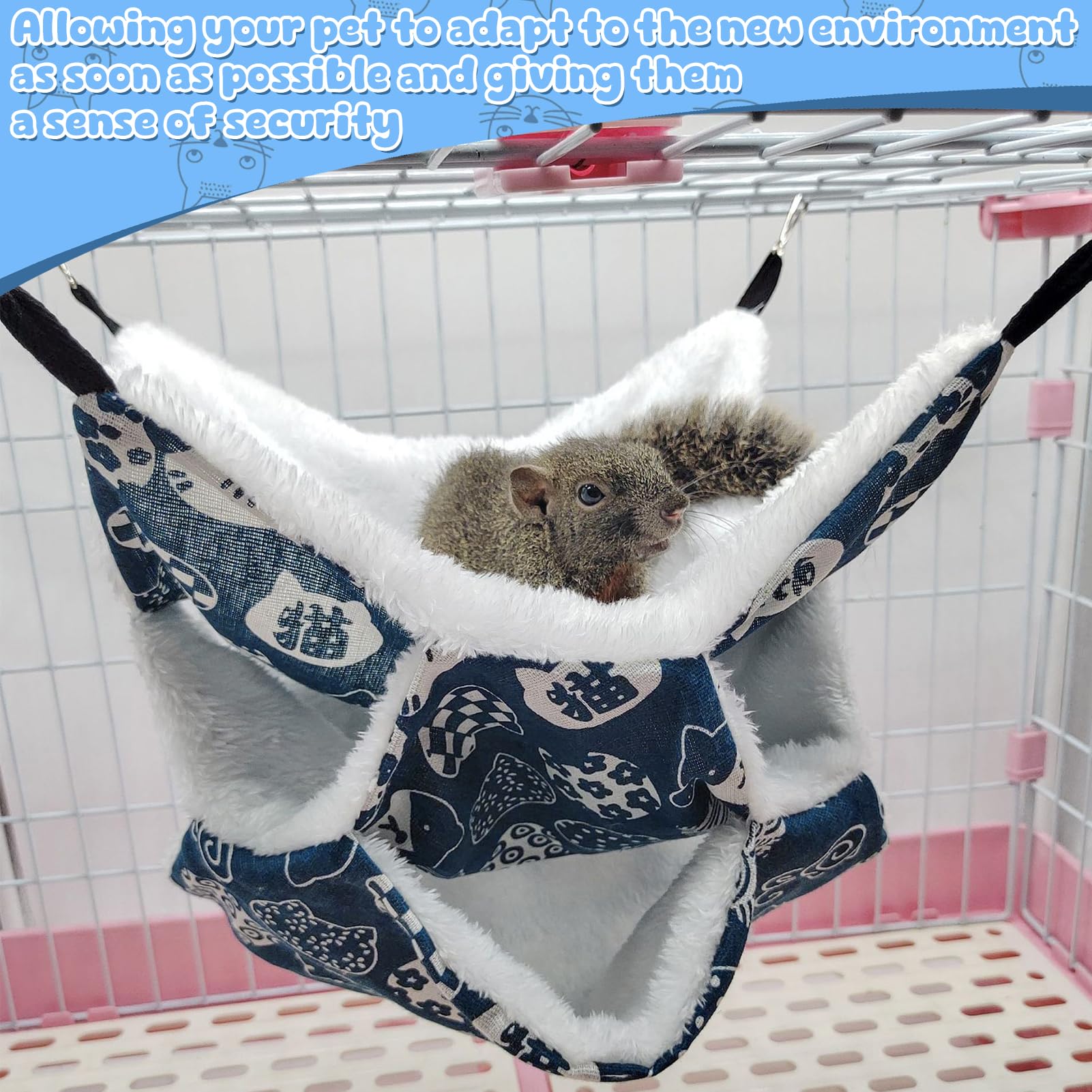 Conjunto de dos hamacas ZhouBoat universales para jaulas de mascotas pequeñas.