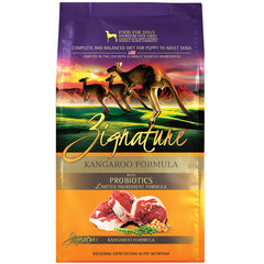 Zignature canguro, bolsa frontal con croquetas, opción proteica para dietas sensibles.