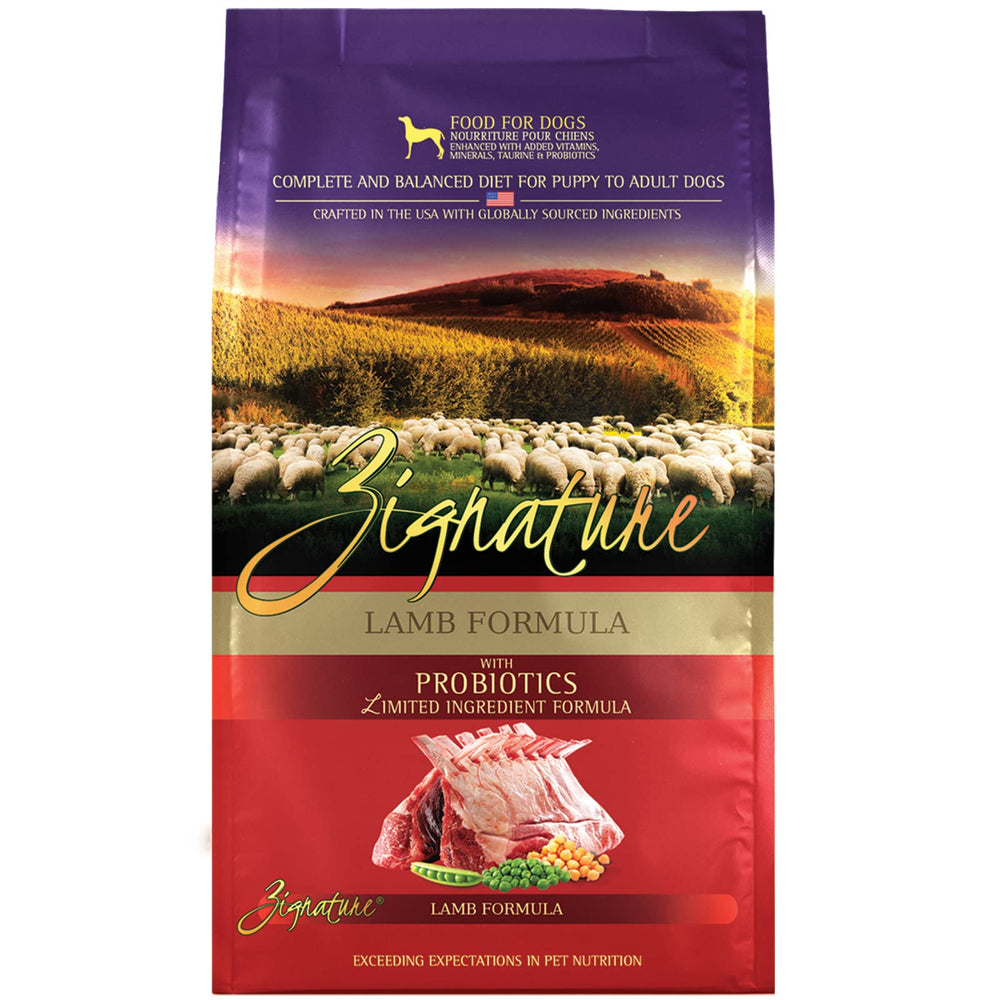 Zignature Cordero croquetas en bocado pequeño para perros, fórmula de ingredientes limitados.