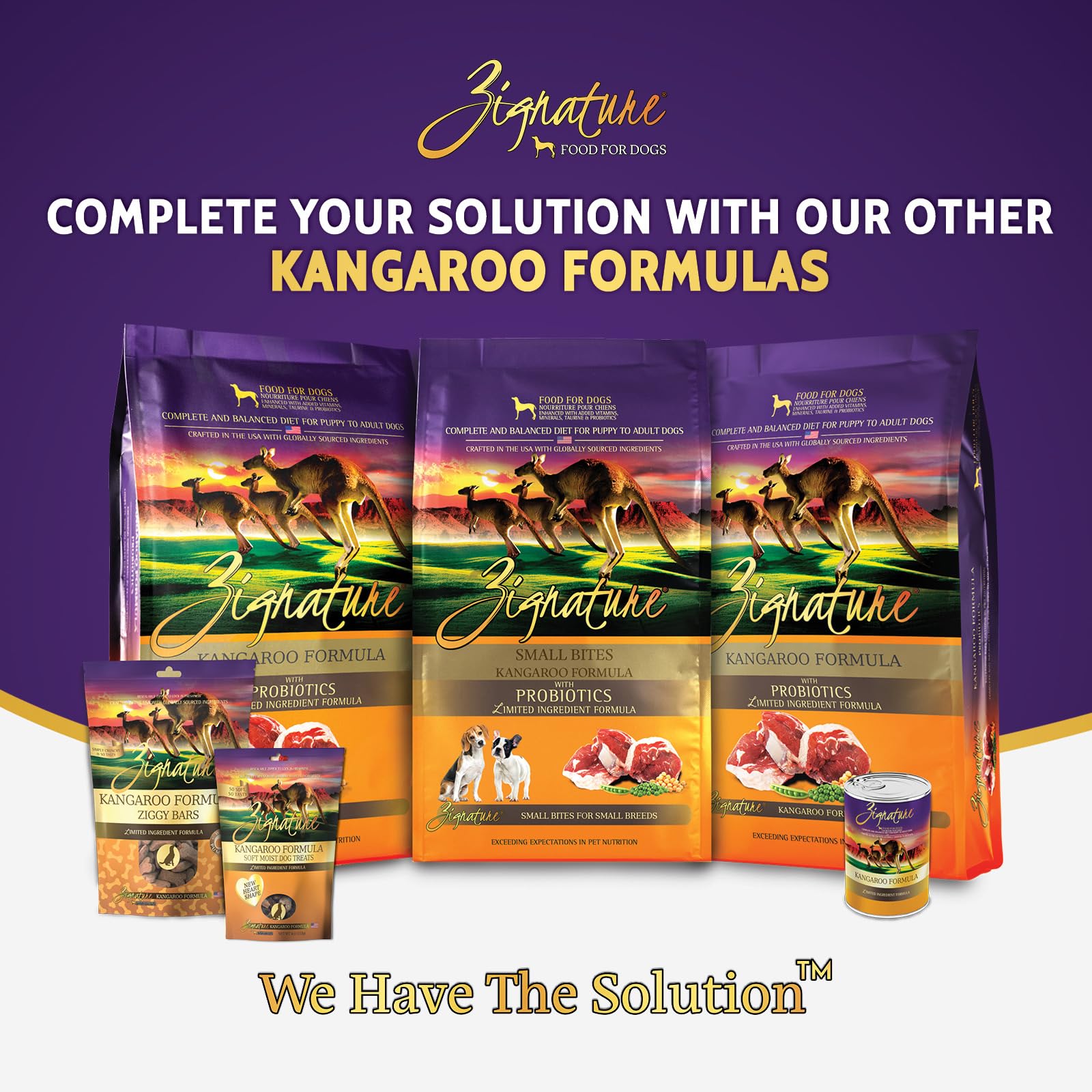 Zignature Kangaroo dieta equilibrada para perros con sensibilidades alimentarias.