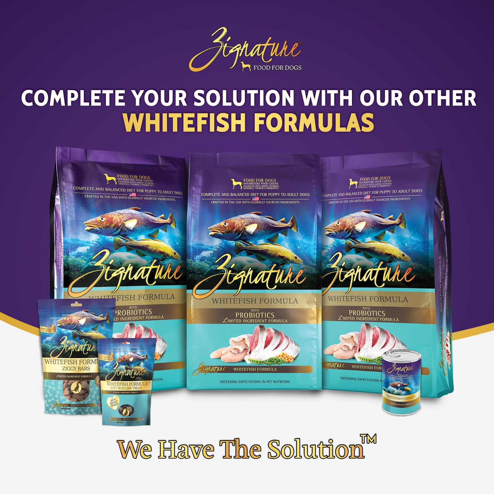Zignature, nutrición equilibrada con vitaminas y minerales para salud general.
