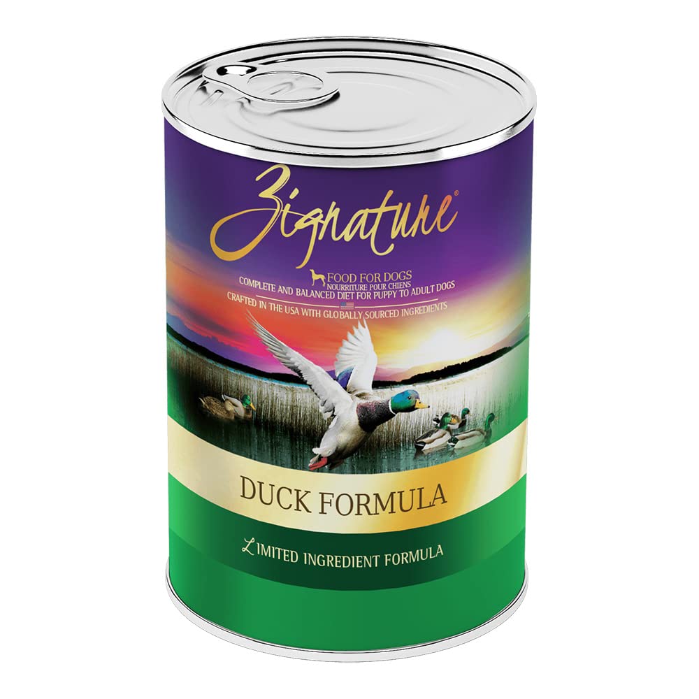 Zignature pato en lata para perro, favorece hidratación diaria y sabor