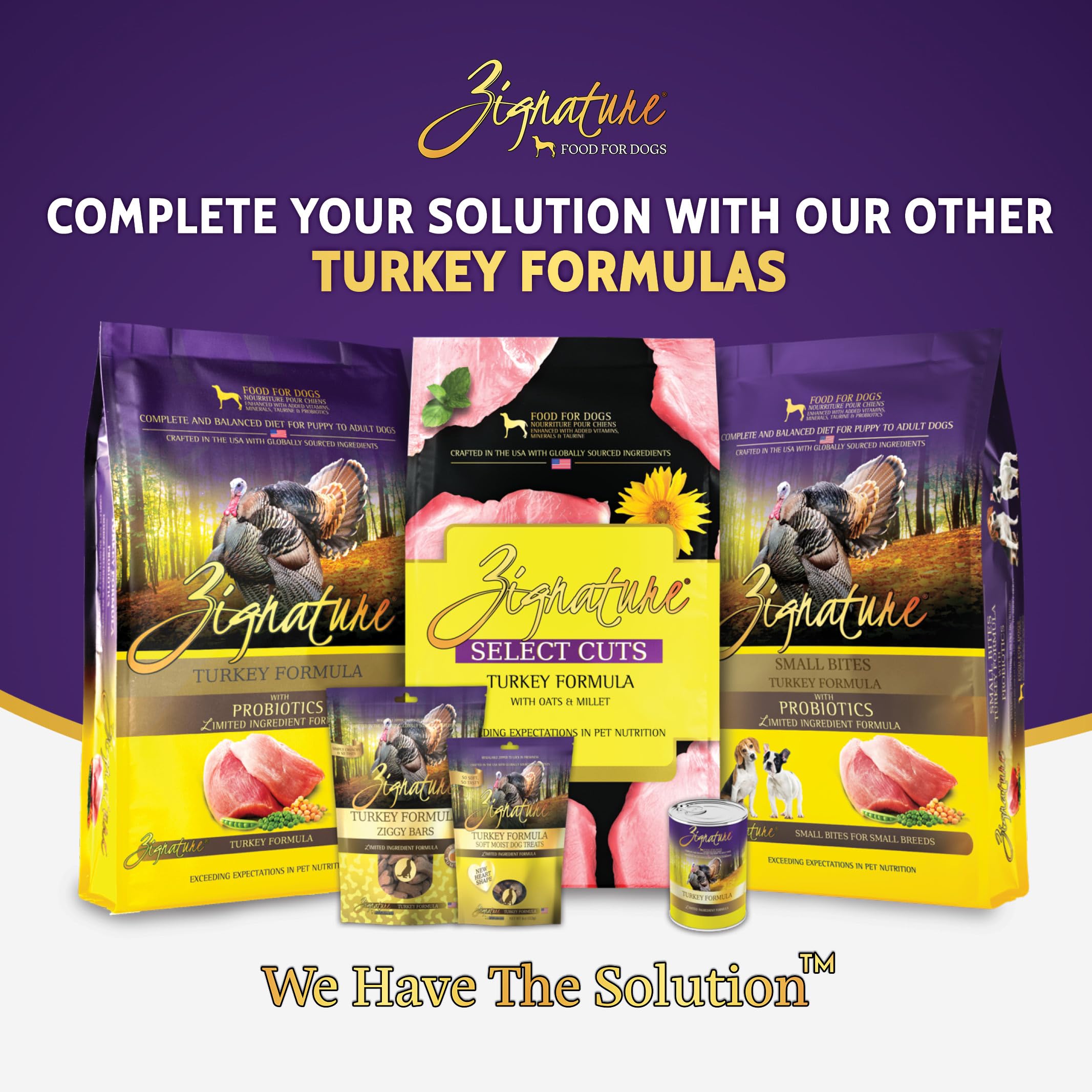 Zignature pavo sabor delicioso, recompensa sabrosa para perros activos