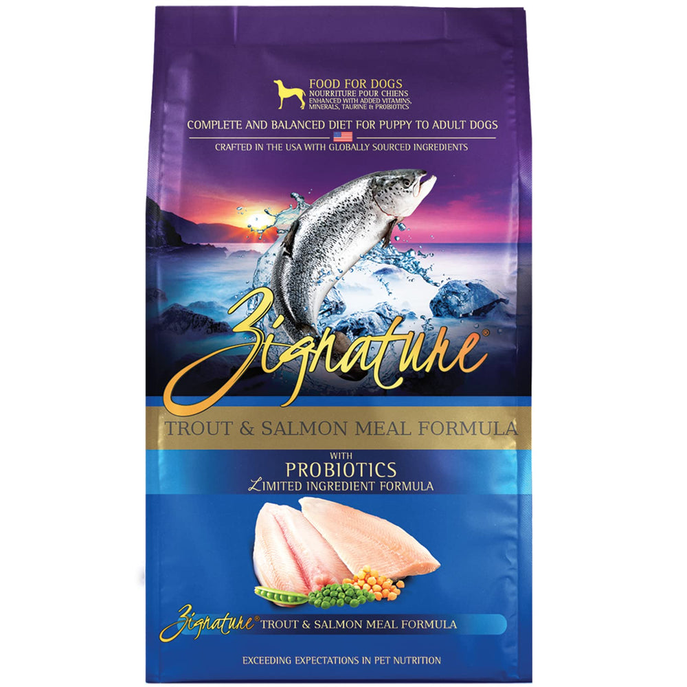 Zignature Trucha y Salmón, saco de 4 lb, ideal para alimentación diaria