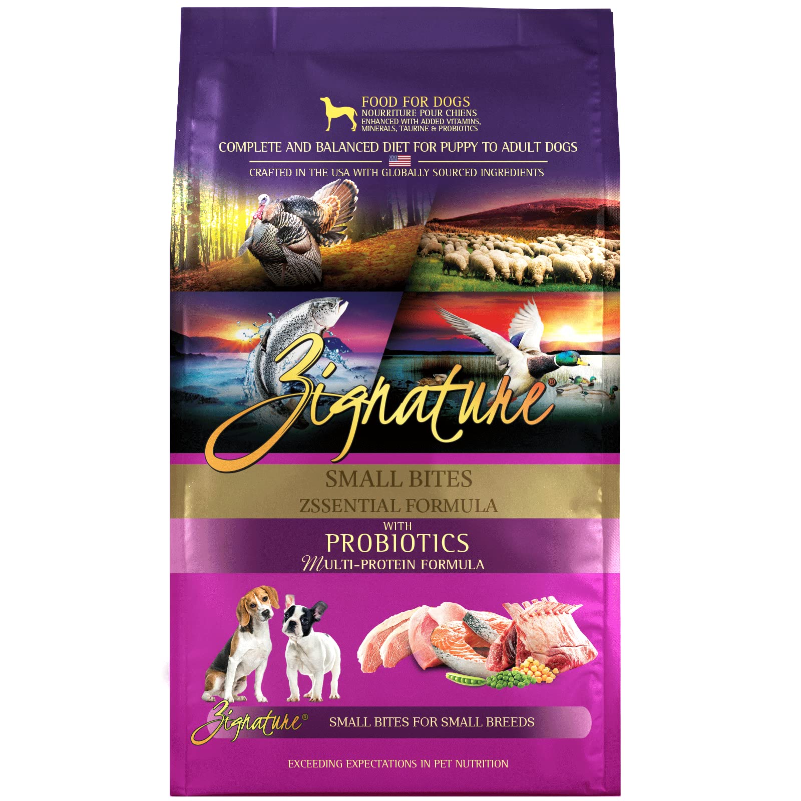 Zignature Zssential: bocado pequeño con pavo, salmón, cordero y pato para mordidas fáciles