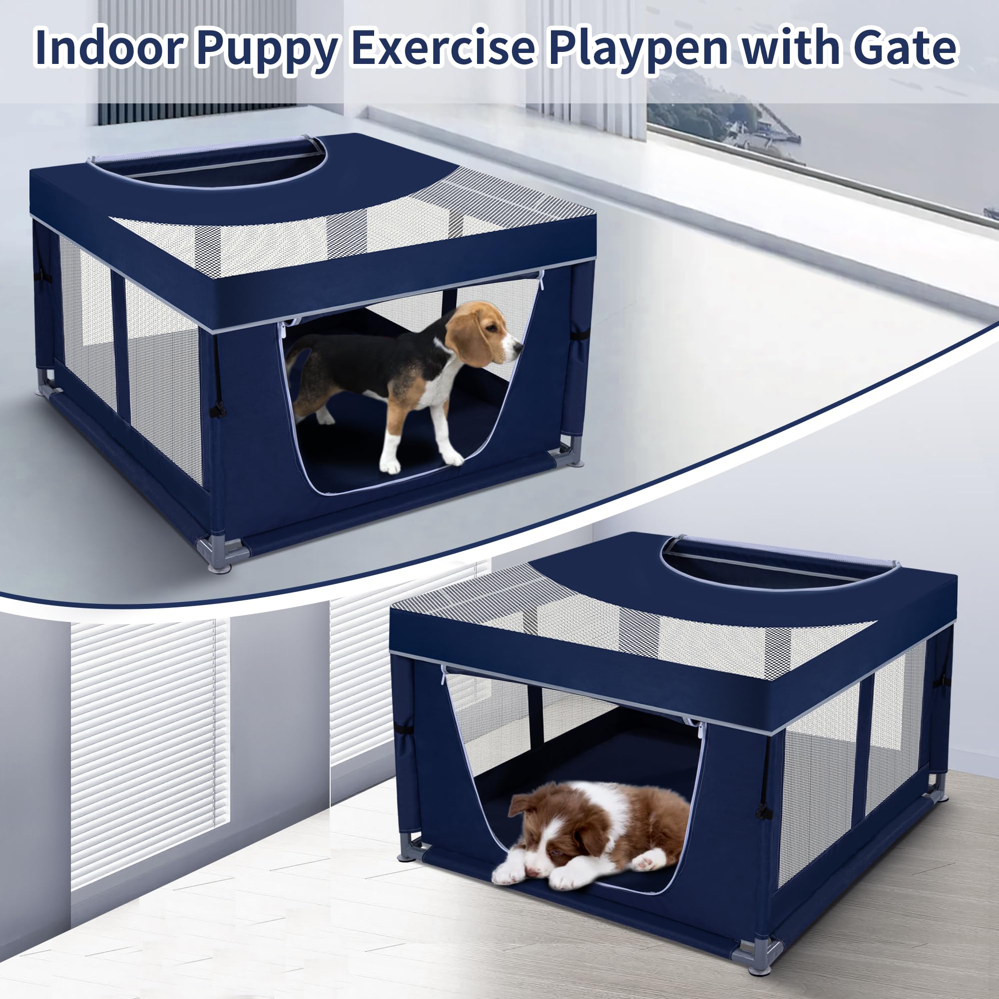Zikopomi Playpen con cubierta transparente para vigilar a la mascota.