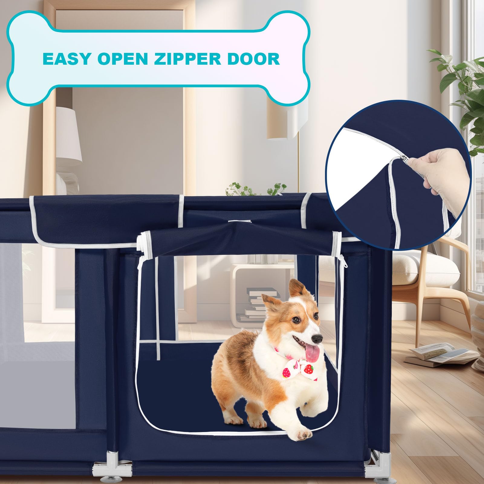 Playpen Zikopomi para mascotas de 32 pulgadas de altura, ideal para perros pequeños.