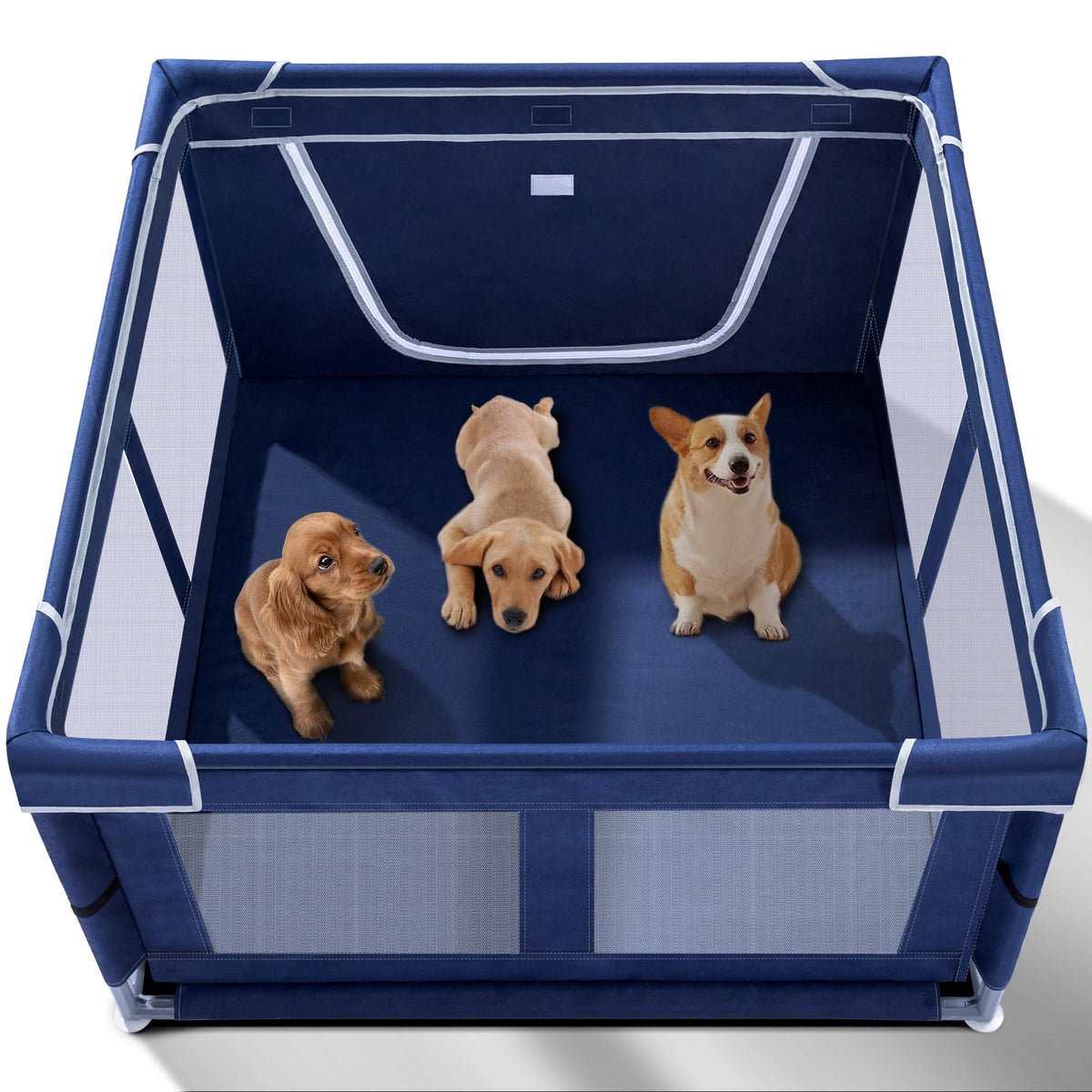 Zikopomi recinto-juego para cachorros rectangular; ideal para uso en interiores junto a la pared.