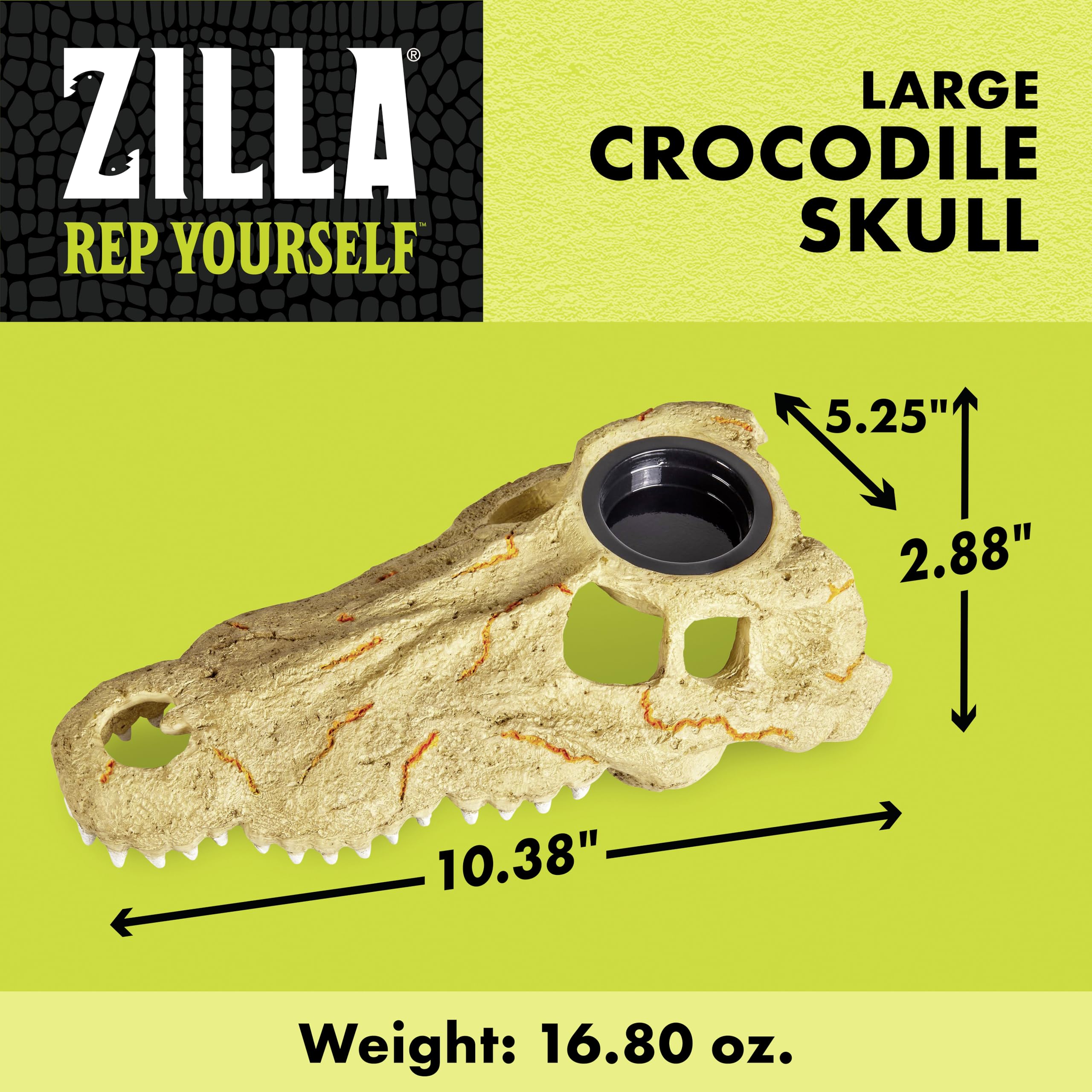 Zilla Rapid Sense Decor cráneo de cocodrilo grande: detector UVB y decoración llamativa.