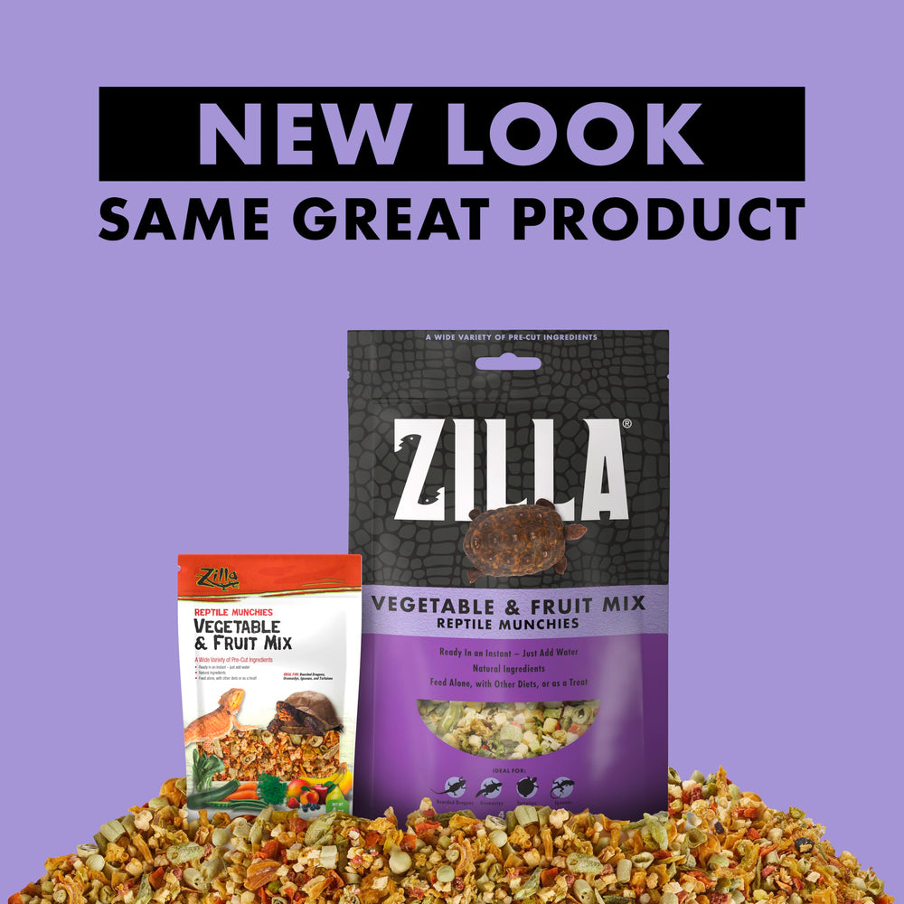 Zilla Reptile Munchies incluye calabacín y manzanas nutritivas.