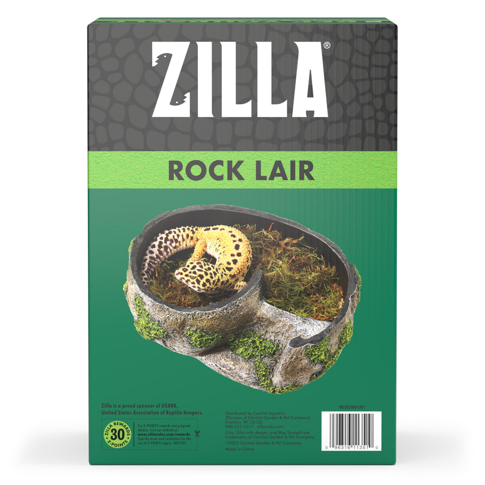 Zilla Rock Lair musgo natural añade refugio visual real para reptiles.