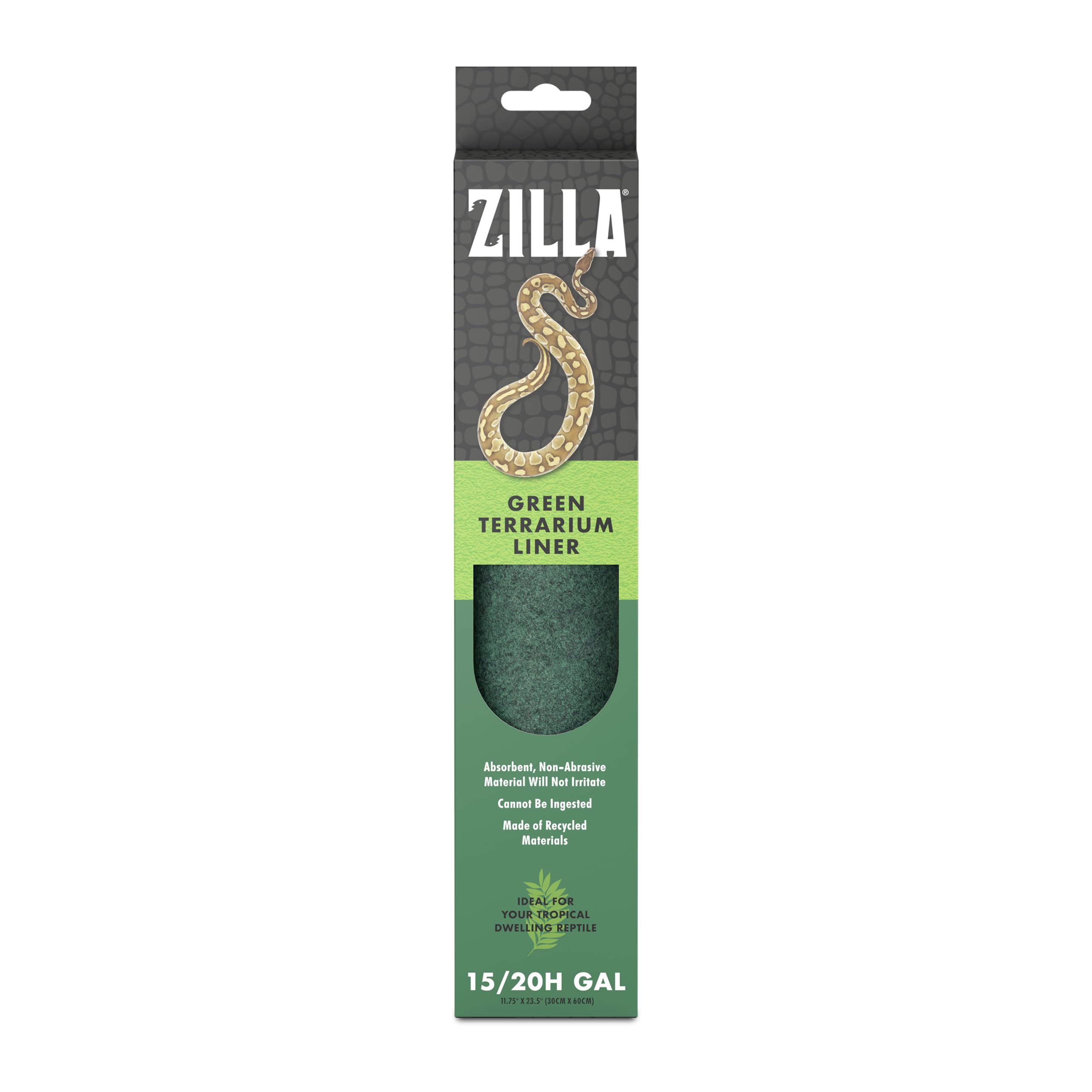Liner verde de Zilla para terrario, tamaño 11.75x23.5 pulgadas, comodidad para el reptil.