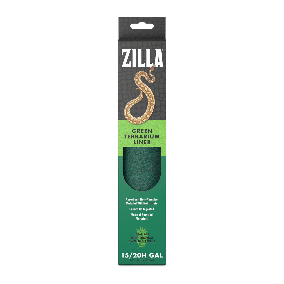Liner verde de Zilla para terrario, tamaño 11.75x23.5 pulgadas, comodidad para el reptil.