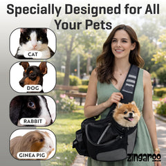 Zingaroo sling-mascota cierre de seguridad triple para evitar escapes.