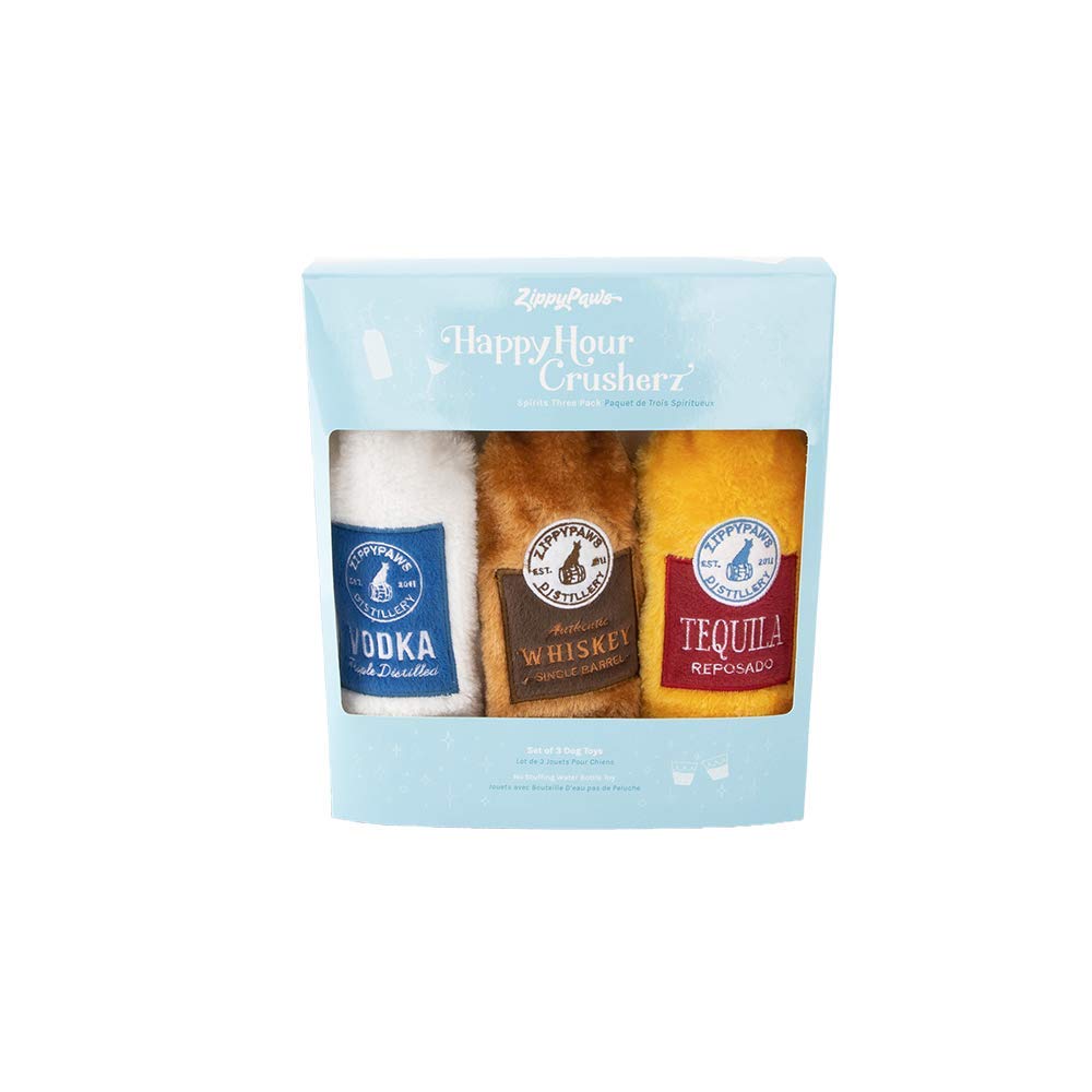 ZippyPaws Happy Hour Crusherz, botella de agua crujiente, ideal para juego activo.