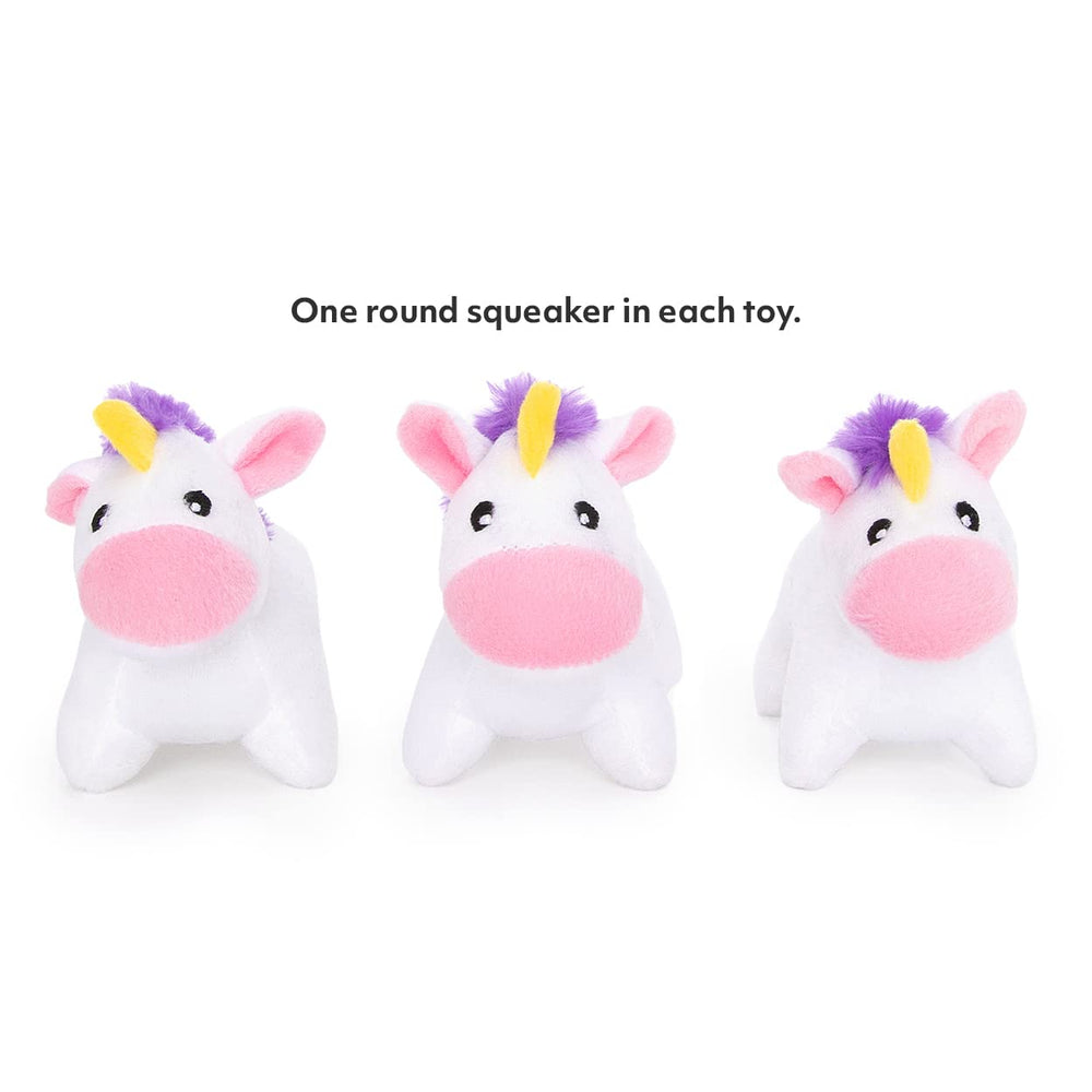 Miniz con sonido chirriante de unicornios para enriquimiento de juego.