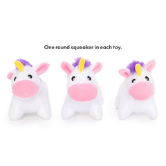 Miniz con sonido chirriante de unicornios para enriquimiento de juego.