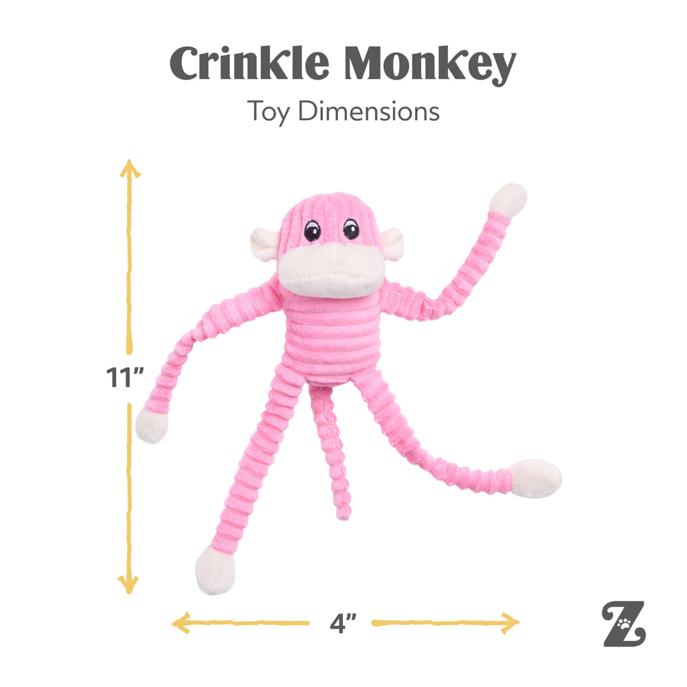 ZippyPaws Crinkle Monkey, juguete interactivo para todas las edades caninas