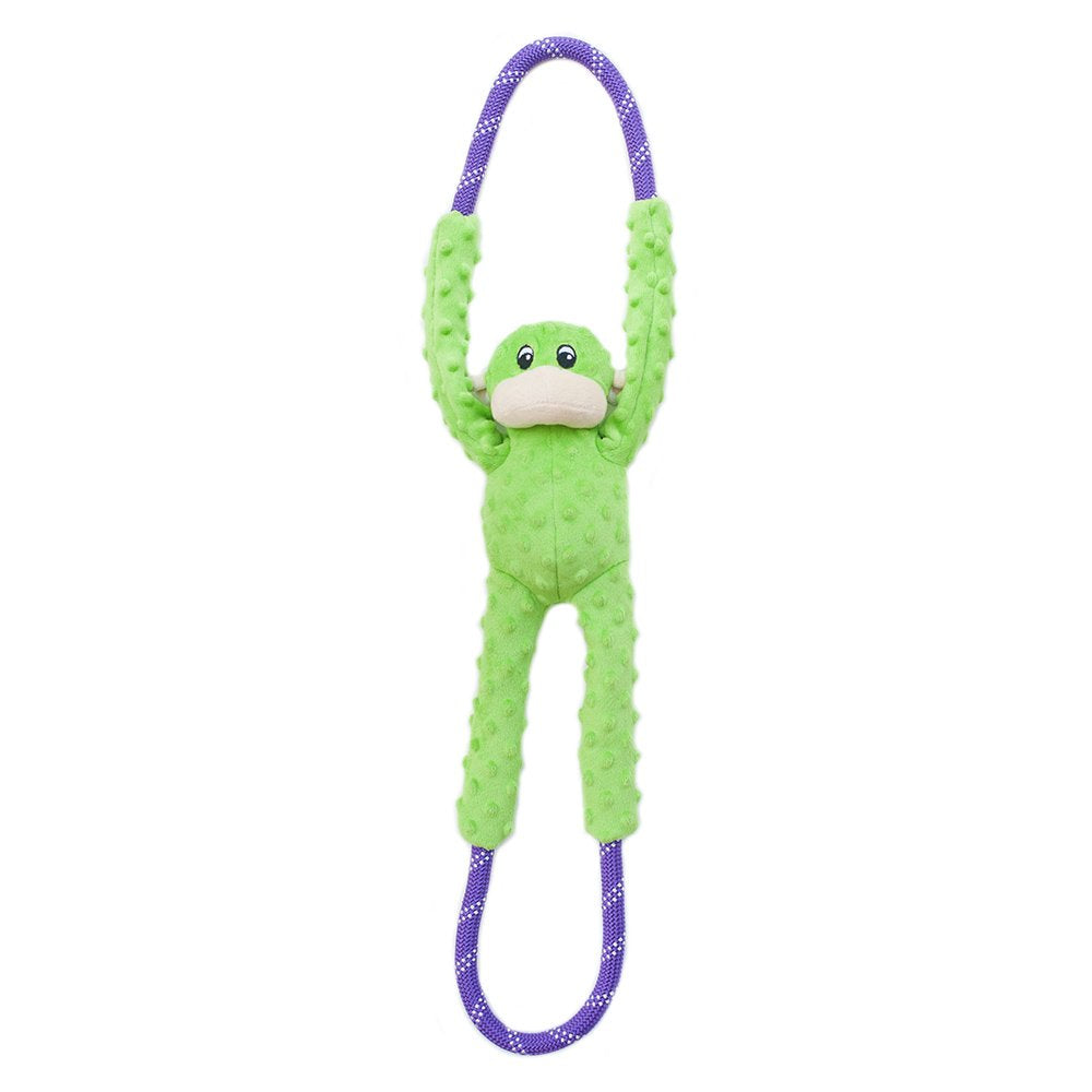 ZippyPaws RopeTugz con mono verde: juguete duradero para juego de tirar.