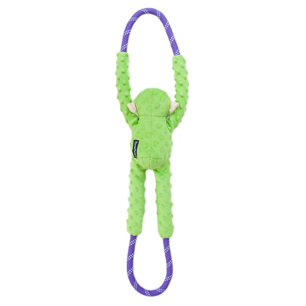 ZippyPaws RopeTugz con sonido chirriante, ideal para juego interactivo y estimulación.