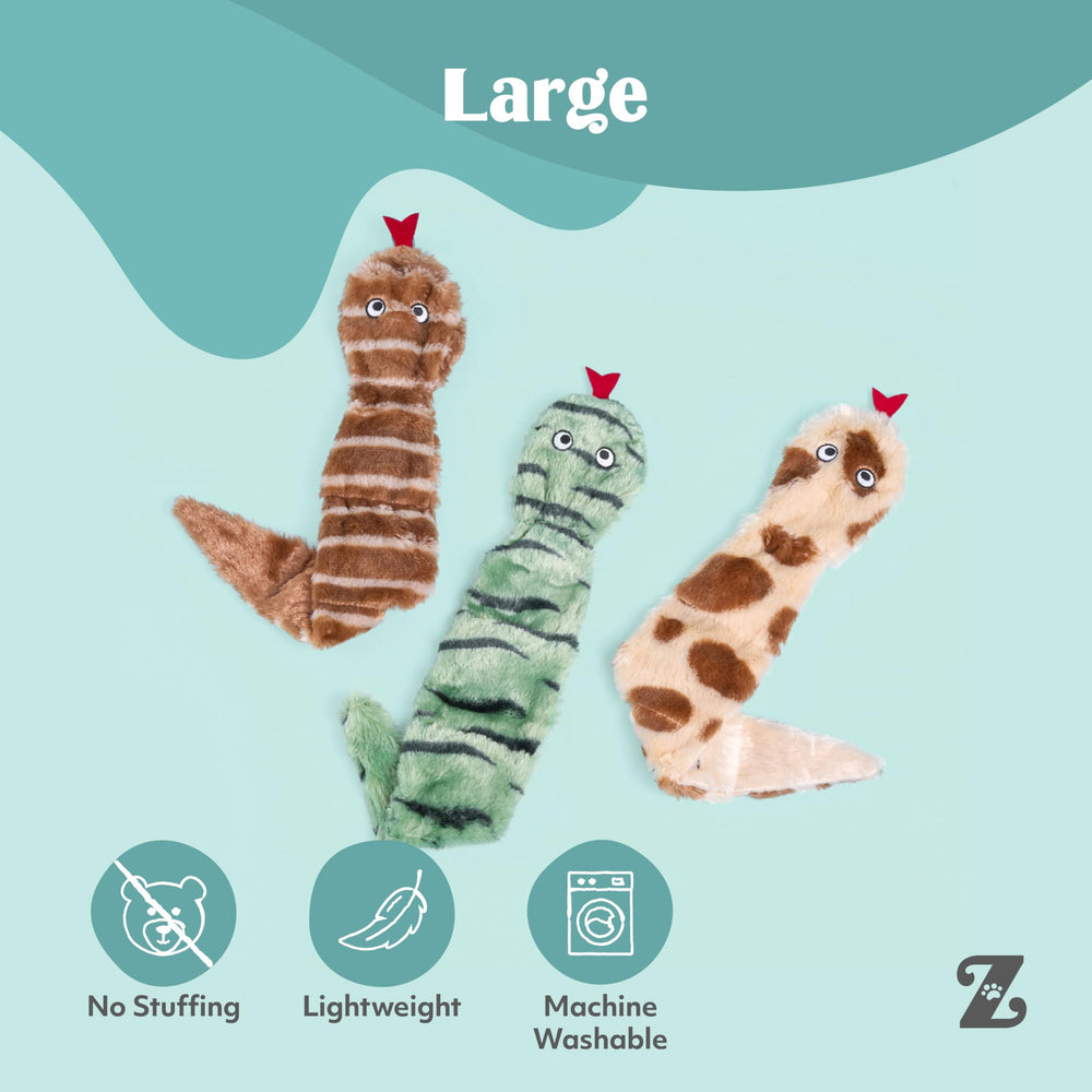 ZippyPaws Skinny Peltz serpientes del desierto: tres chirriadores para recompensas auditivas