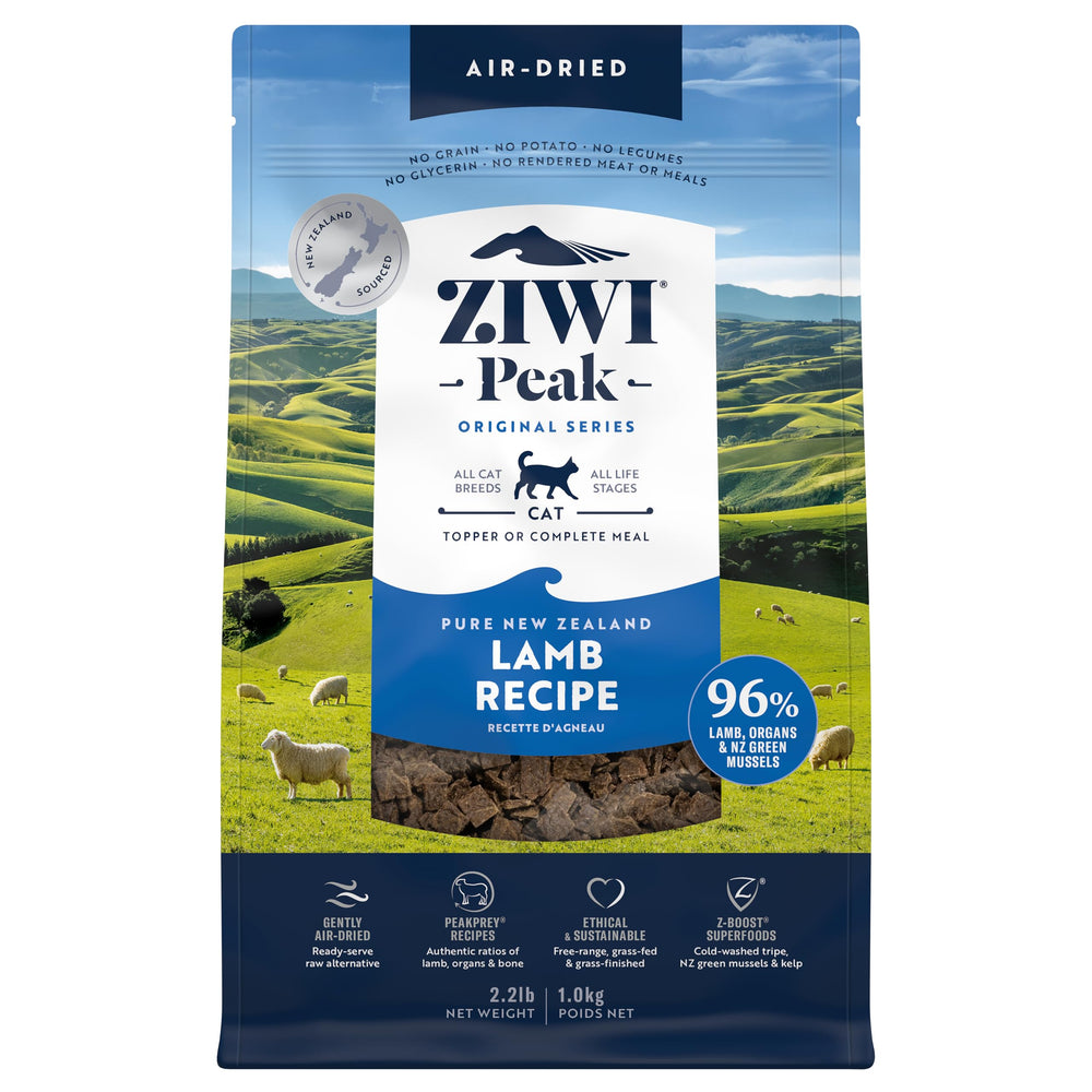 ZIWI Cordero sécado al aire: alimento premium con alto contenido proteico para gatos.