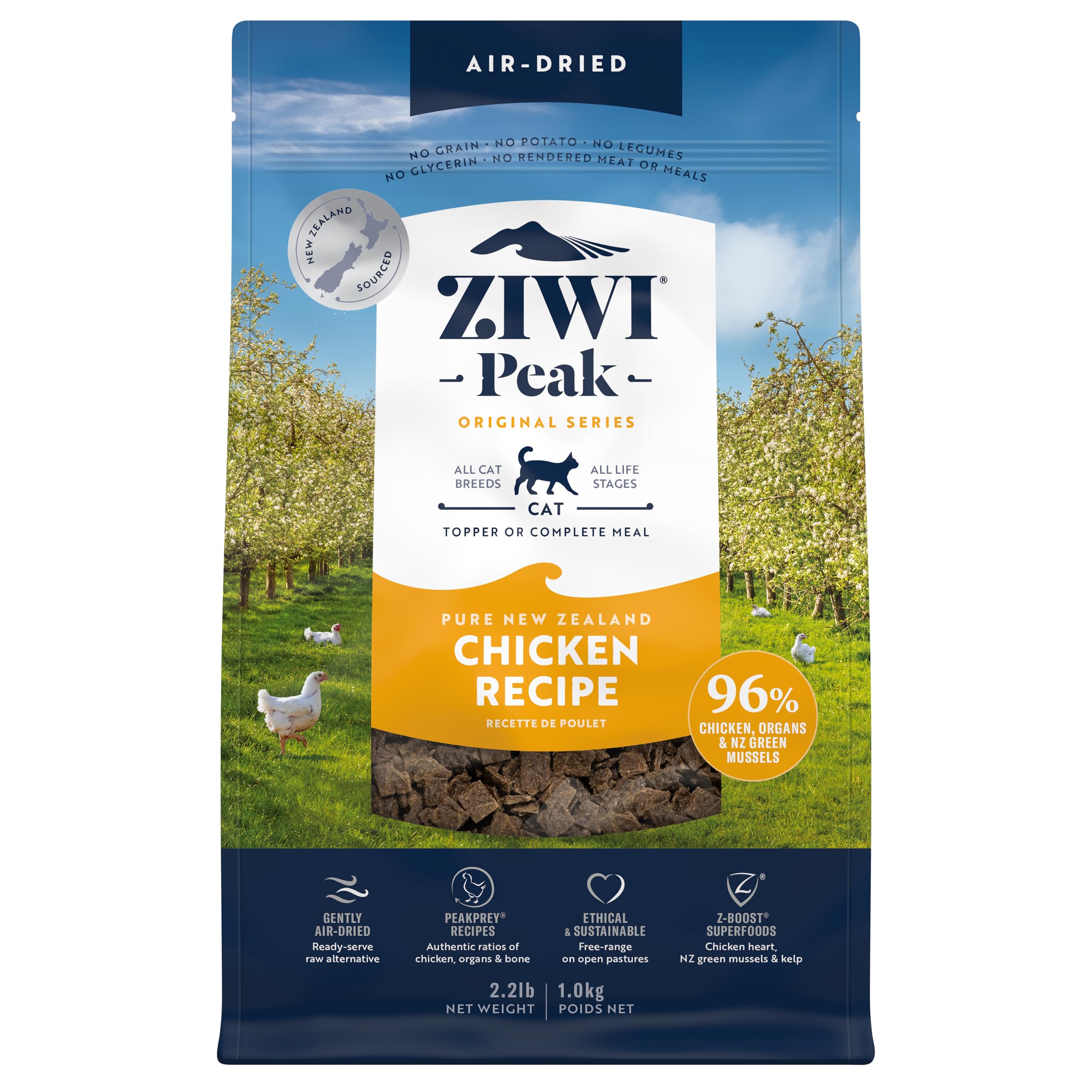 ZIWI Peak alimento gato pollo seco aireado, sabor natural para gatos exigentes.