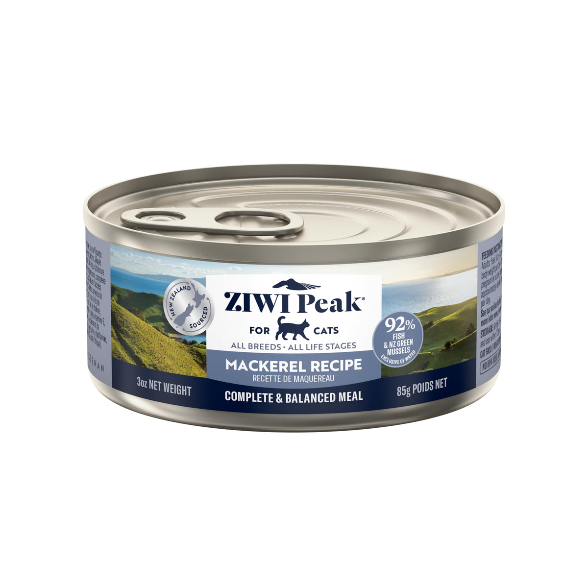 ZIWI Peak caballa entera en lata para gato, sabor delicioso y proteína premium.