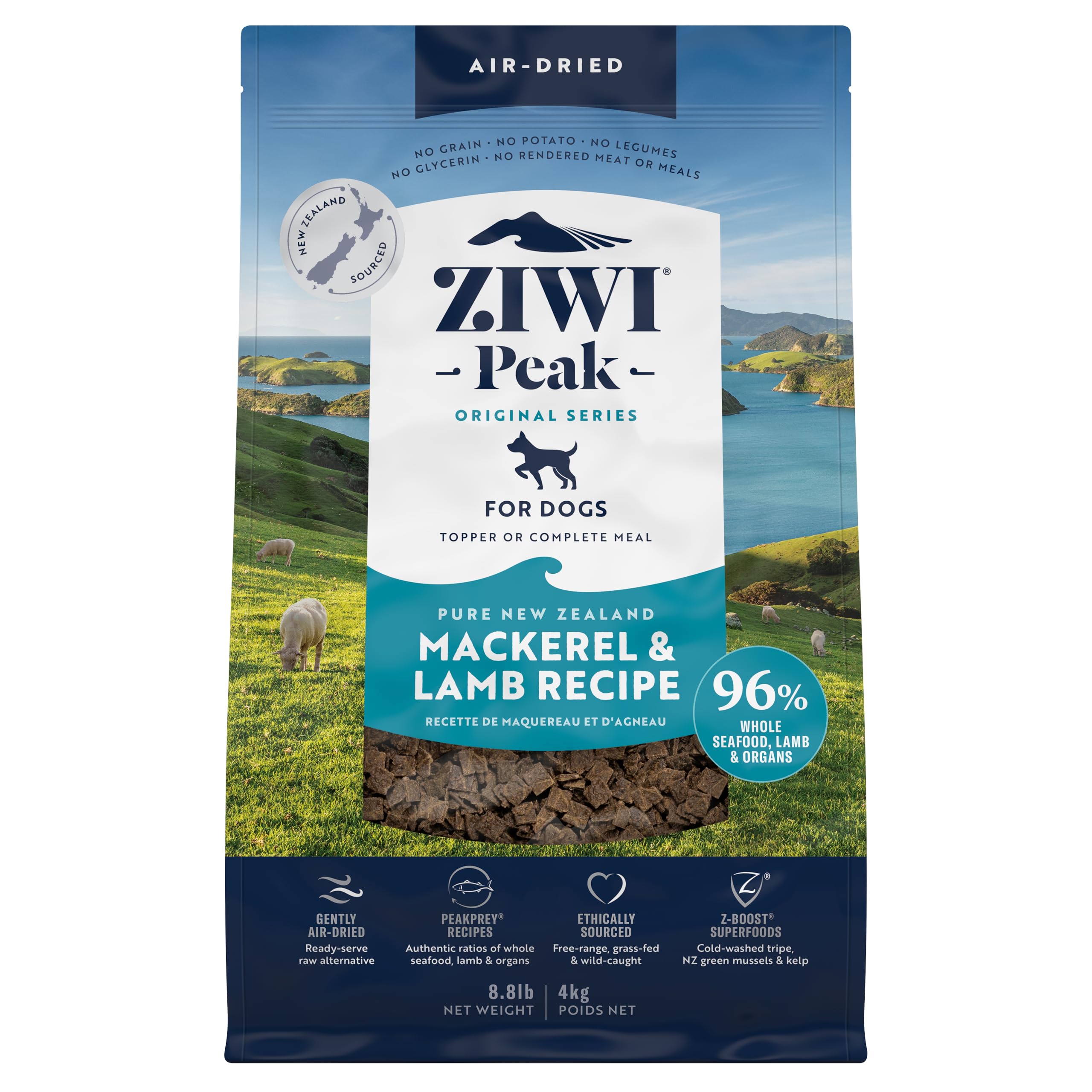 ZIWI Peak muestra el empaque, opción natural para perros.