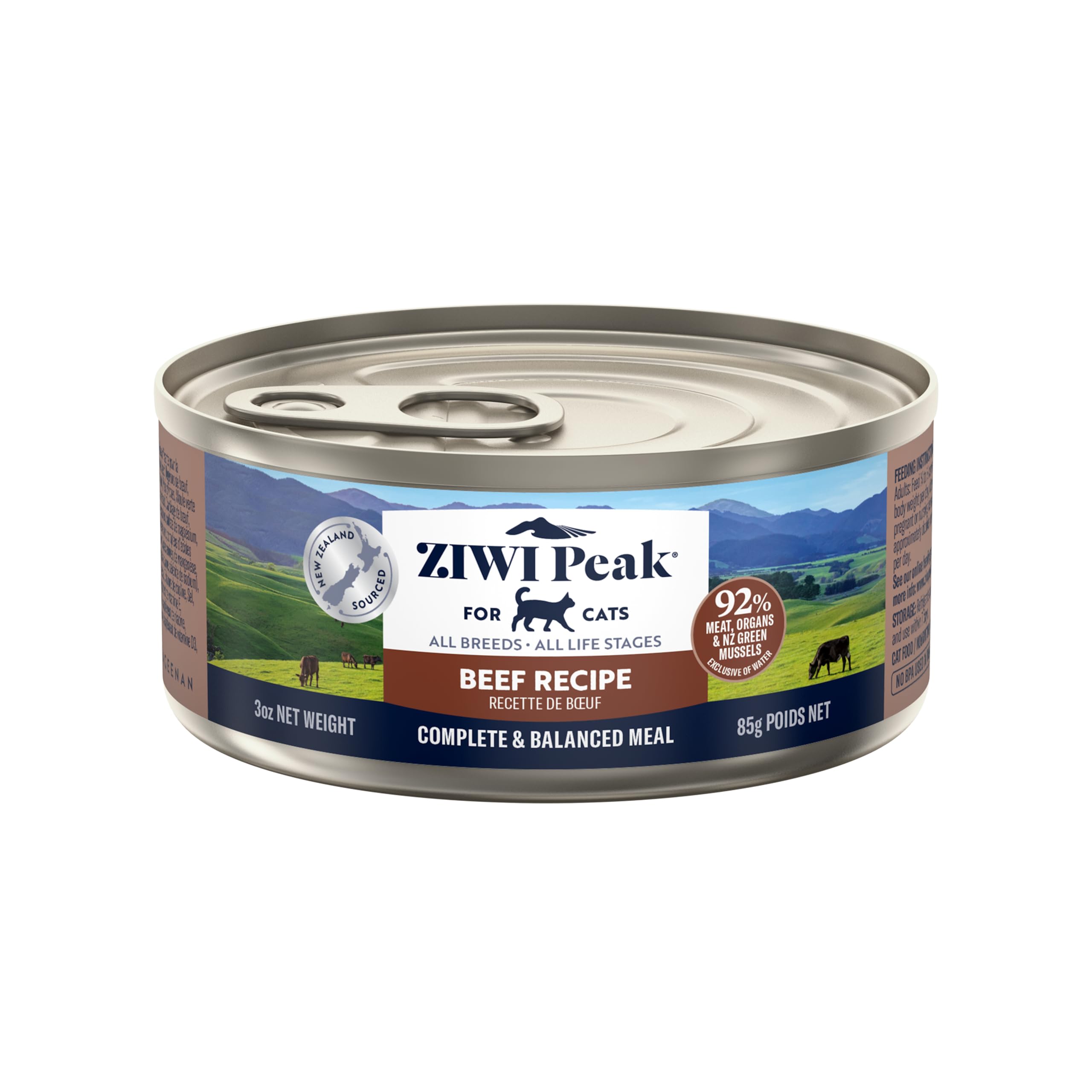 ZIWI Peak lata de ternera para gato, proteína alta para alimentación completa.