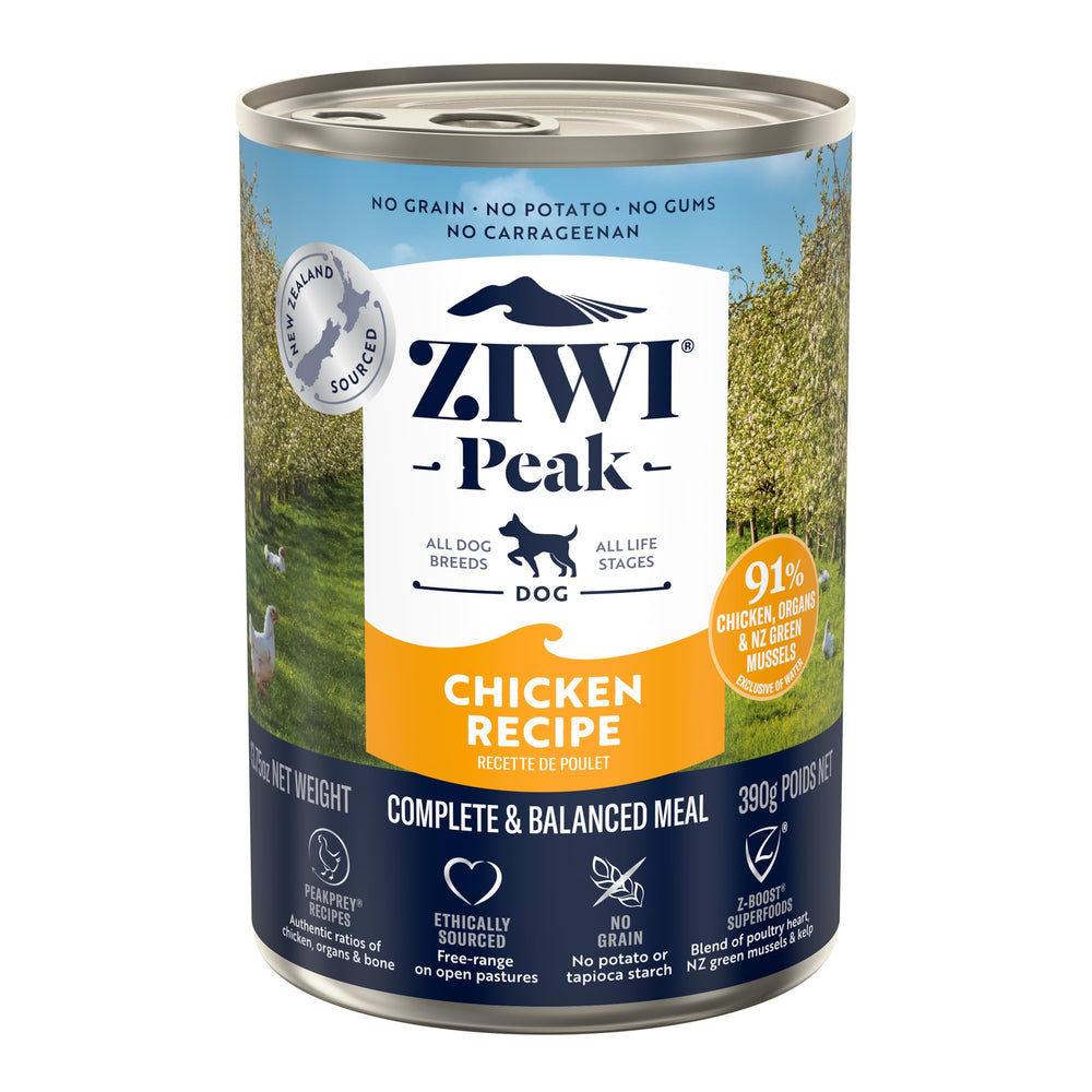 Ziwi Peak lata de pollo para perros, proteína natural y sabor irresistible.