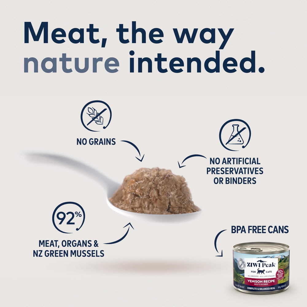 ZIWI Peak Venado y mejillones verdes: sabor nutritivo para felinos.