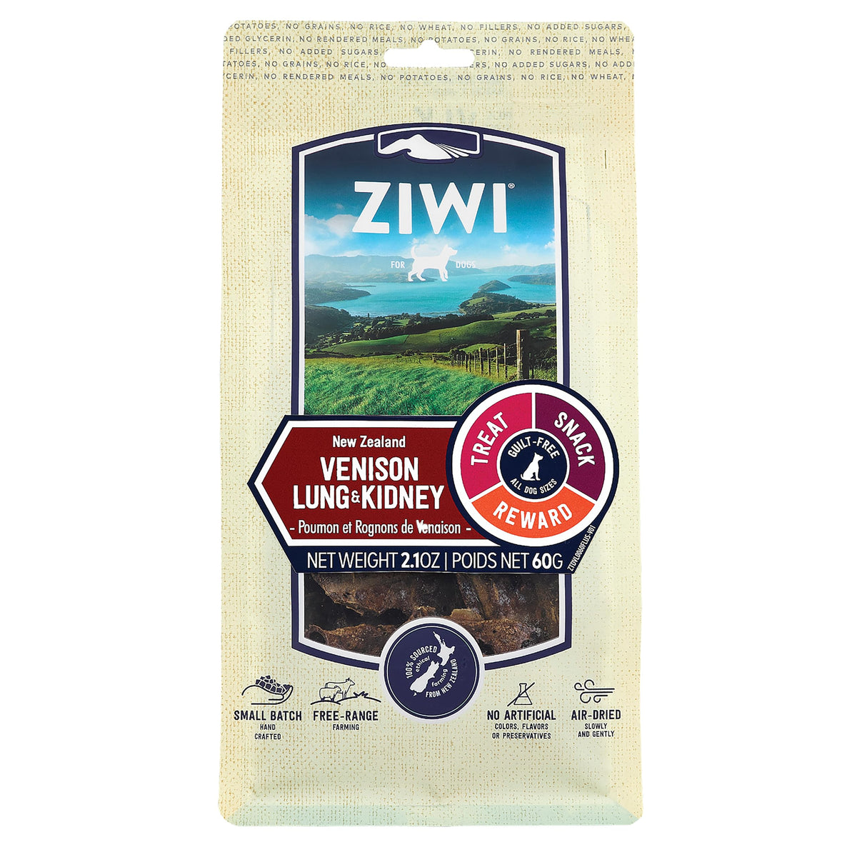 ZIWI Pulmones de venado deshidratados, snack proteico para entrenamiento.