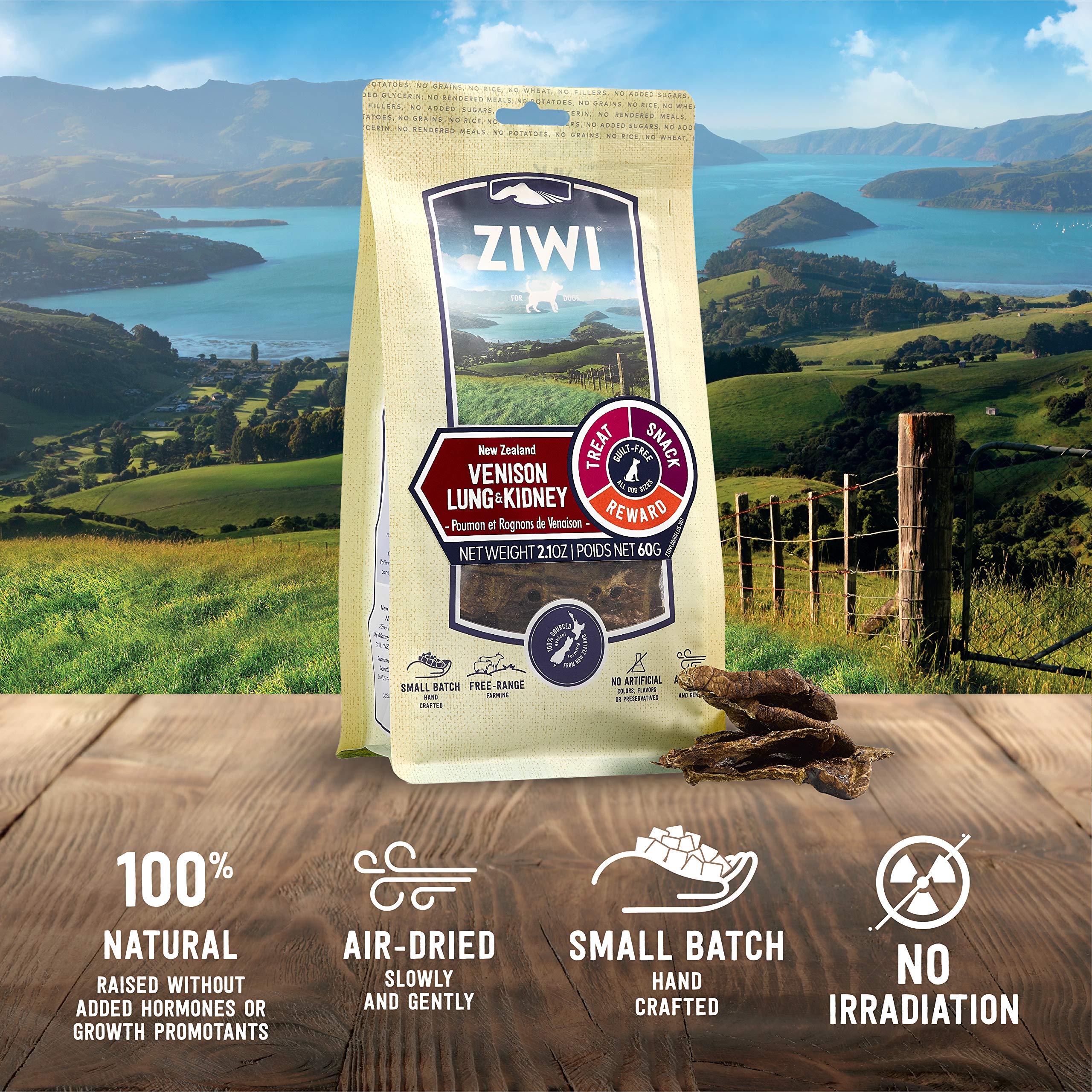 ZIWI Textura deshidratada de venado, trozo natural y sabroso.