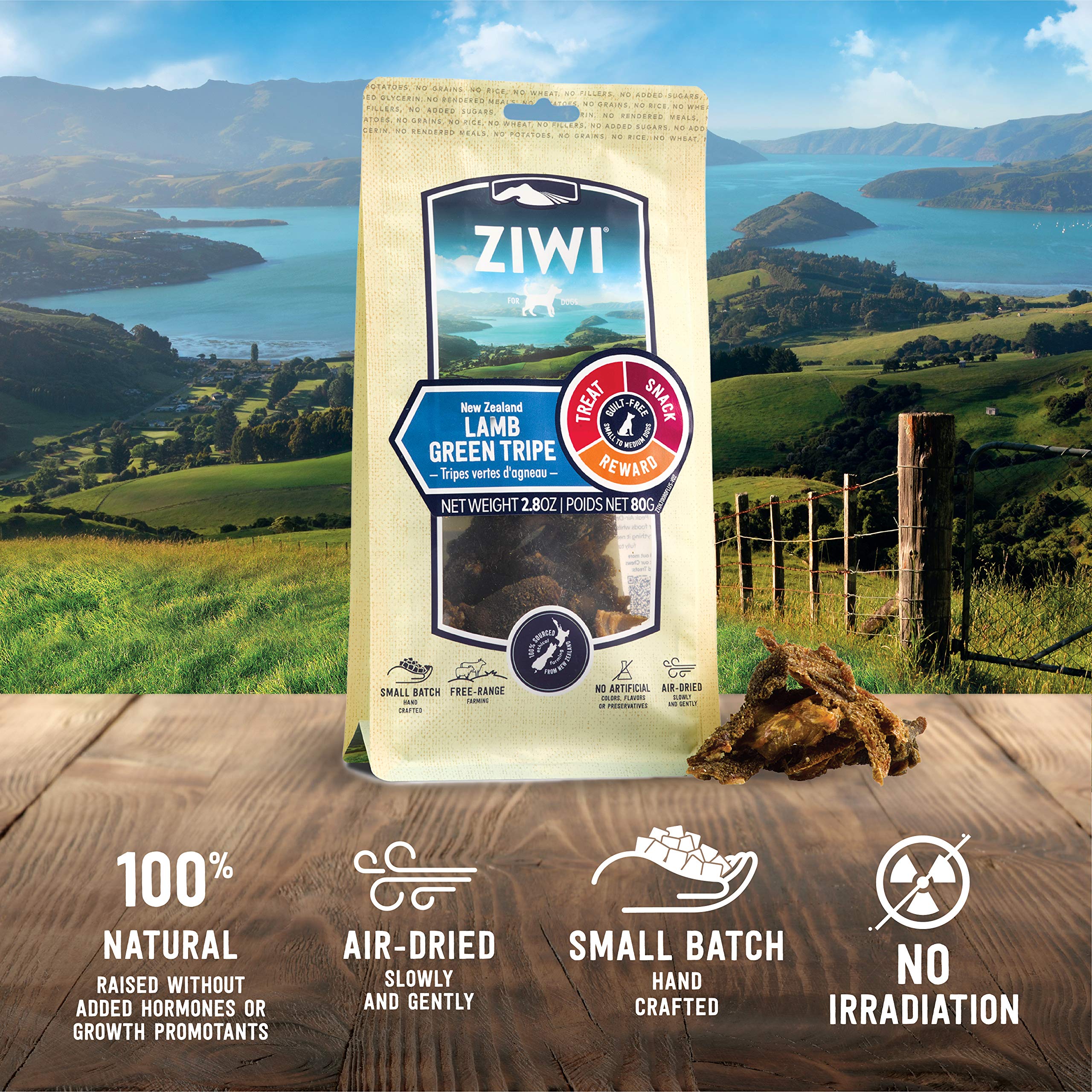 ZIWI Tripa verde de cordero, premio sabroso para perros de todos los tamaños.