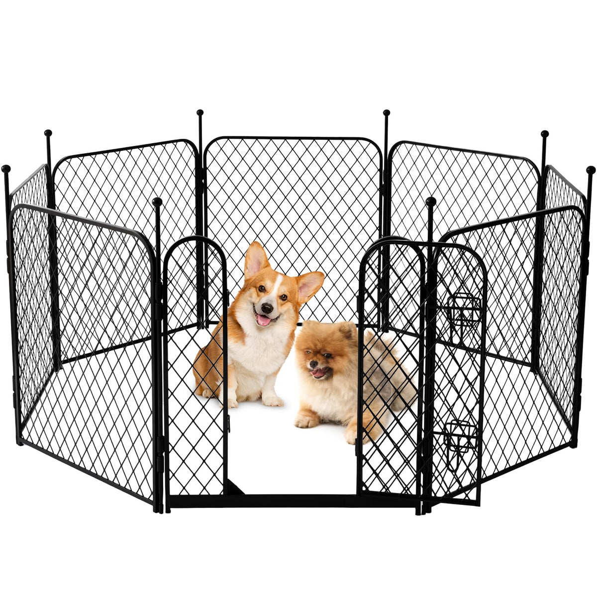 ZOMISIA jaula de juego segura para interiores con malla diamante, ideal para perros pequeños.