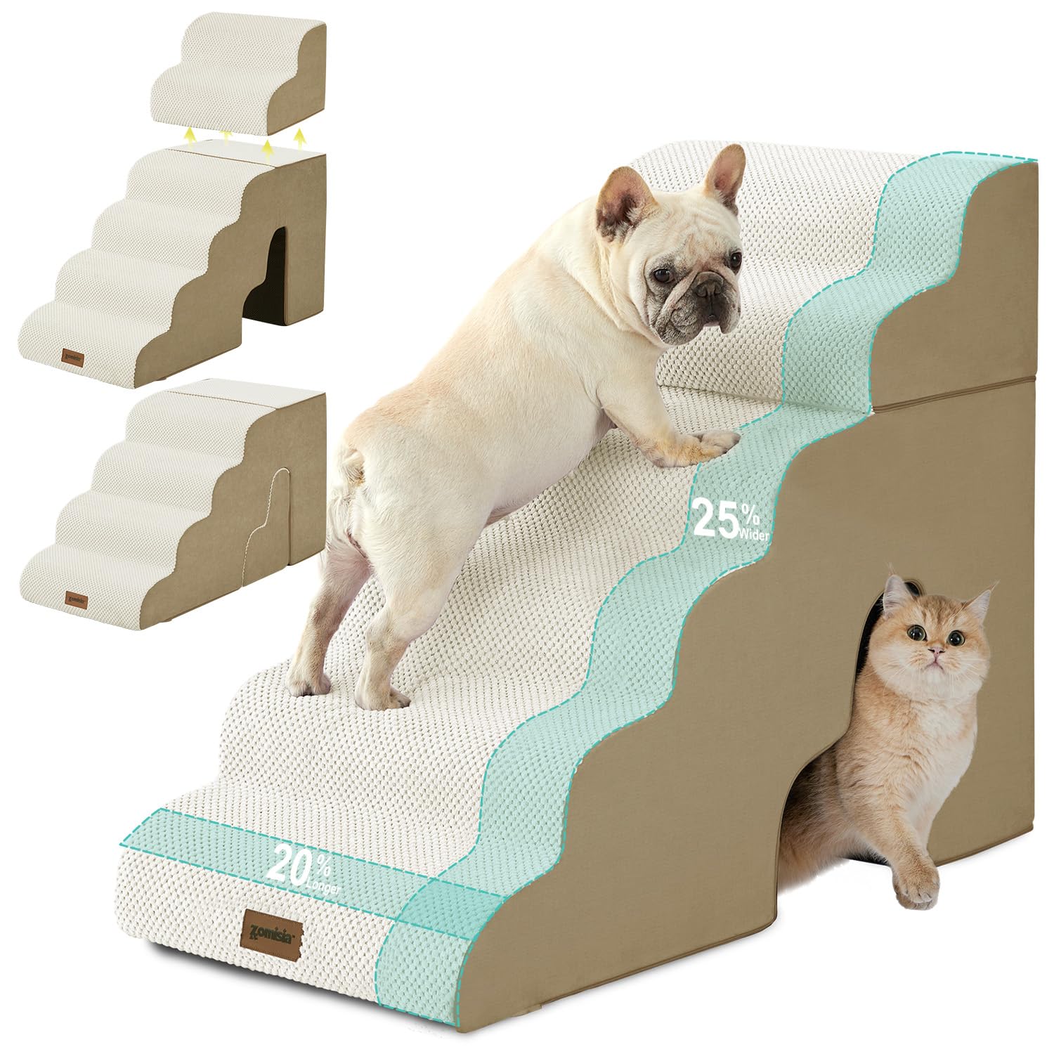 ZOMISIA escaleras para perros 6 pasos: ideal para subir al sofá sin esfuerzo.