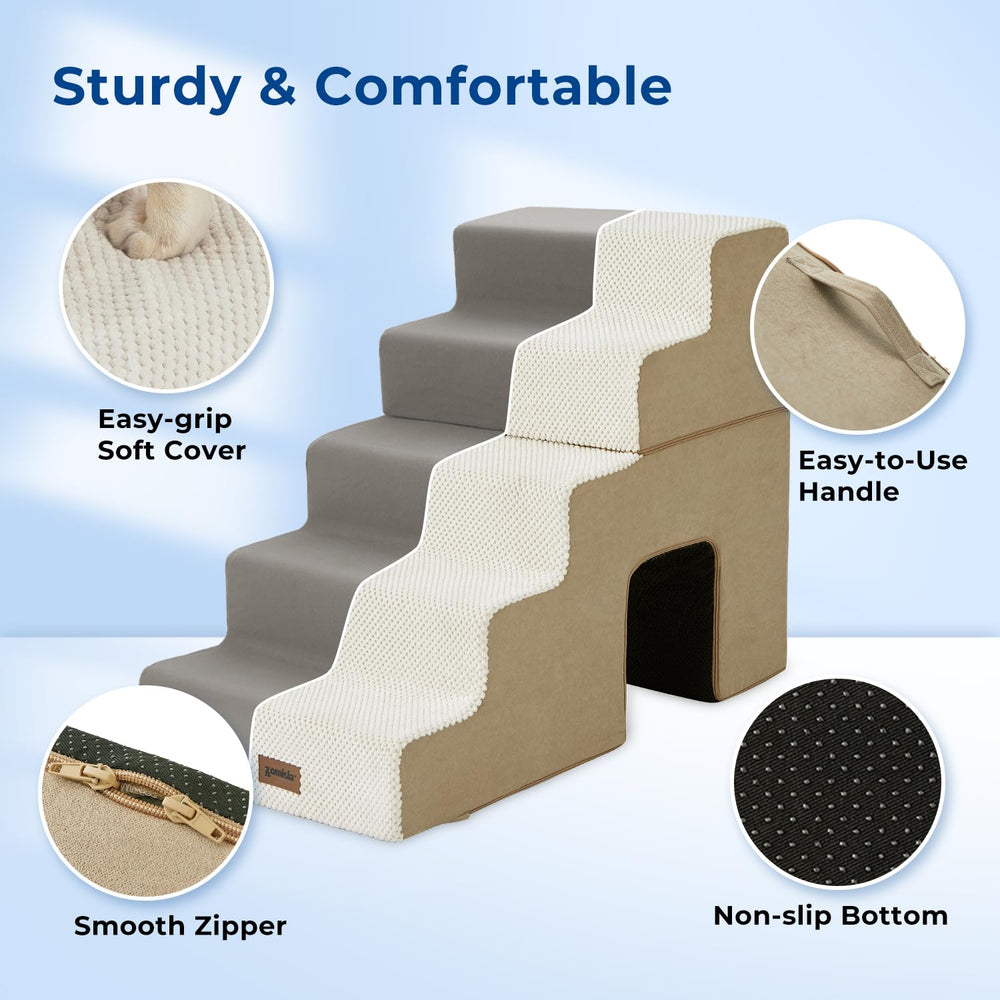 ZOMISIA escalones para perros, conexion cremallera, 2 en 1 facilita configuración.