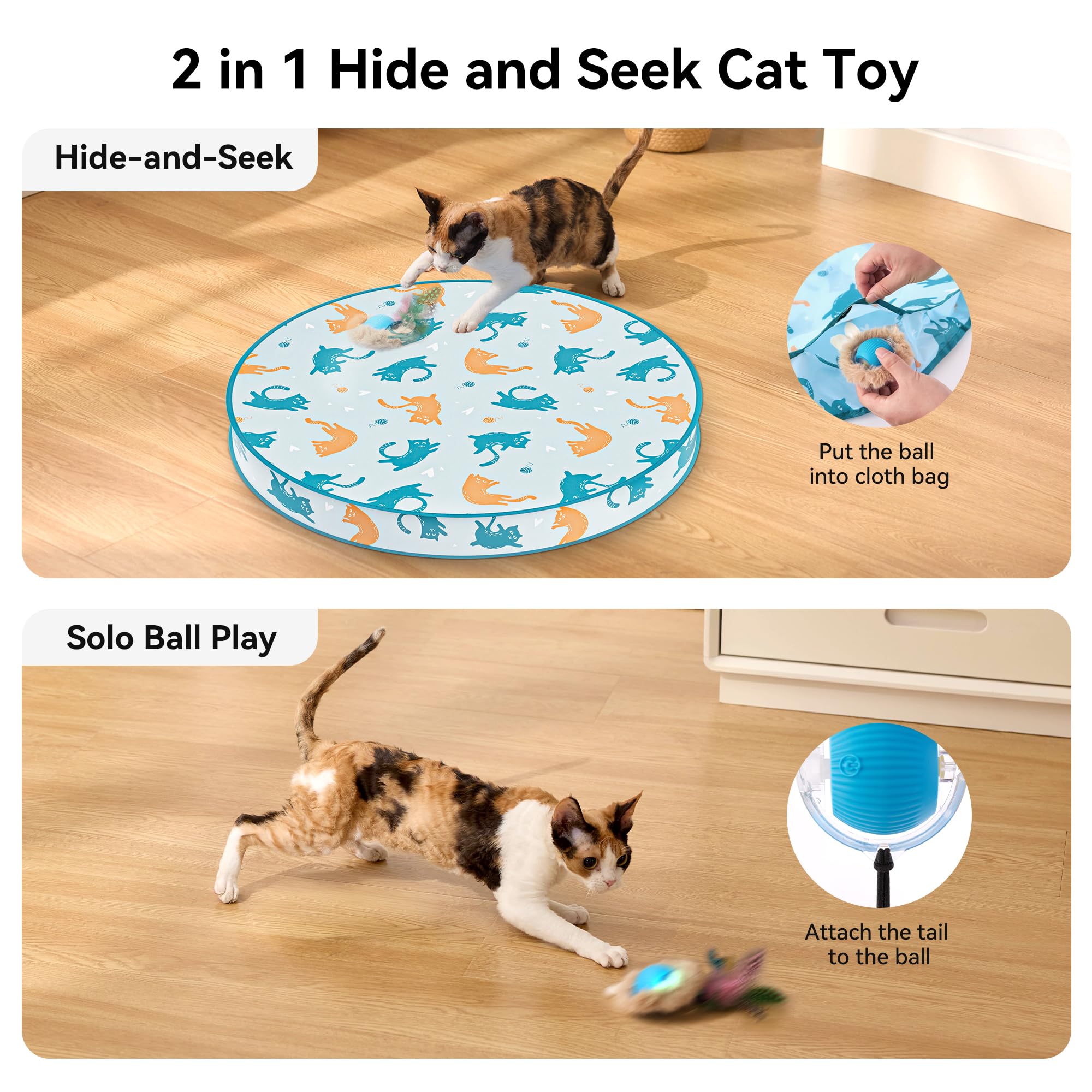 ZOMISIA Pelota con 3 colas: variedad de juegos para gatos curiosos.
