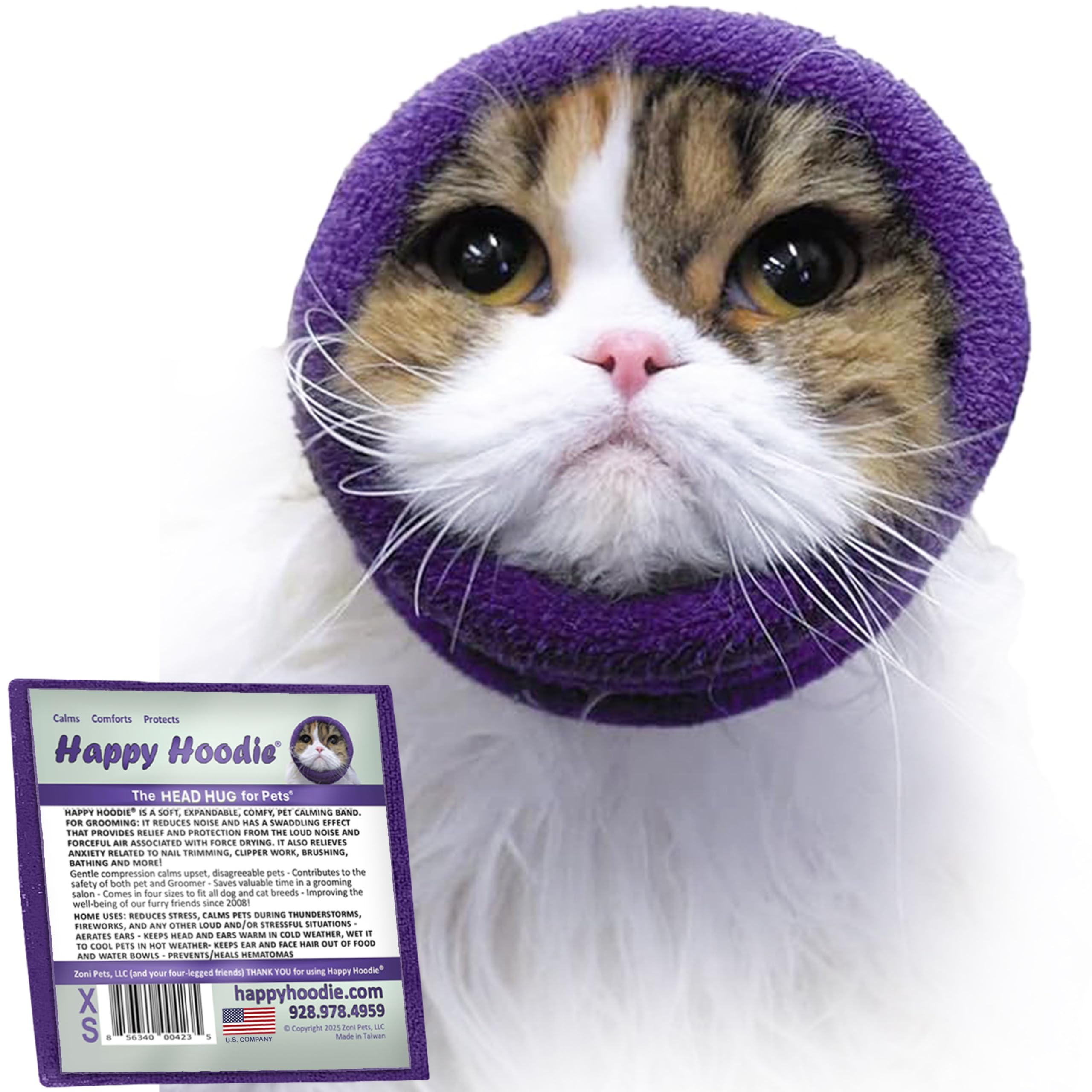 ZONI PETS Happy Hoodie frente, banda calmante para perros y gatos que facilita el aseo