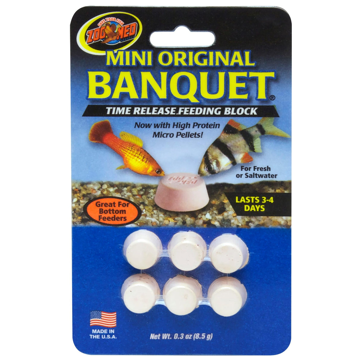 Zoo Med Banquet Block Mini, bloque de alimentación para peces, libera nutrientes lentamente.