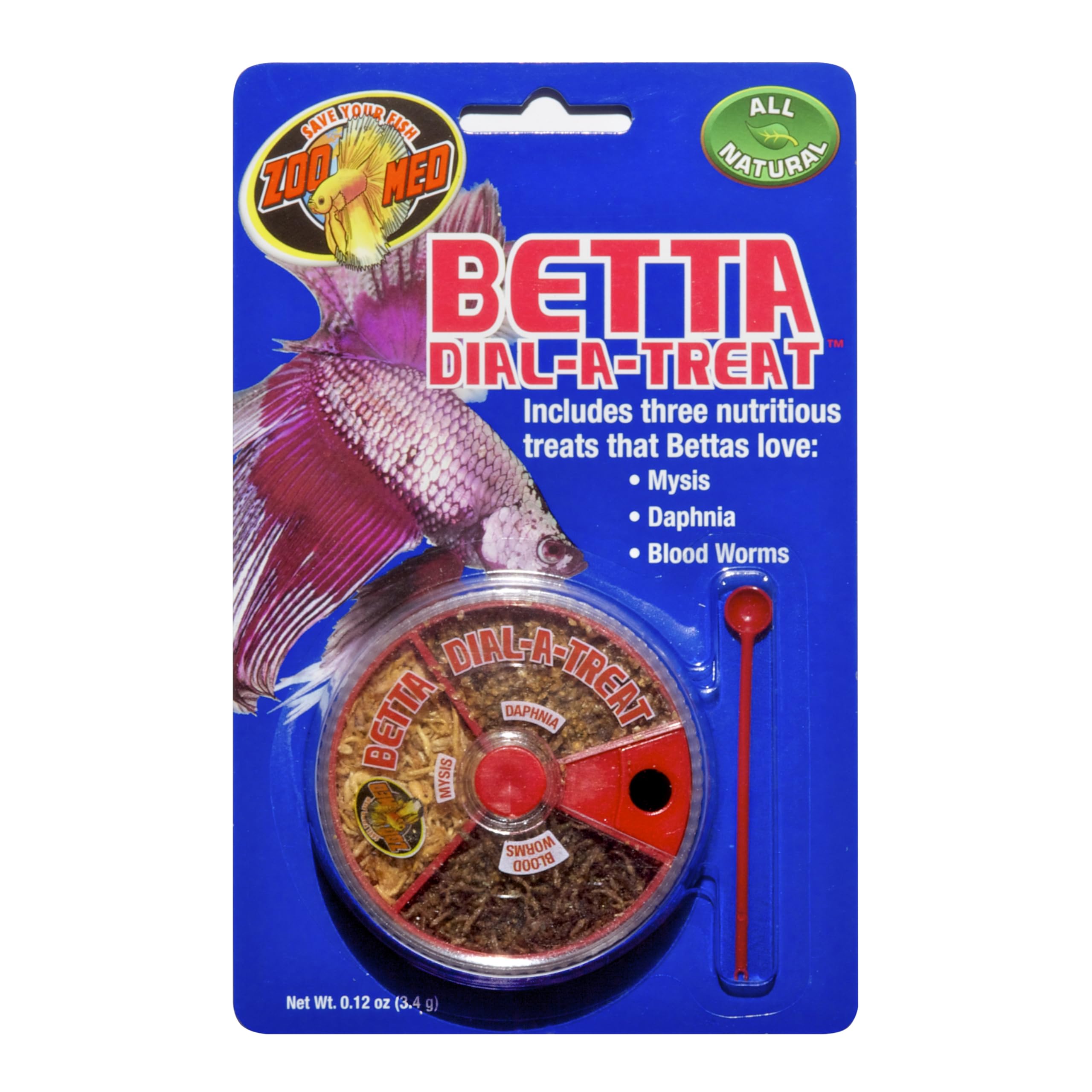 Zoo Med Betta Dial-A-Treat, paquete de 3 bocados para Bettas, tentempié nutritivo ocasional.
