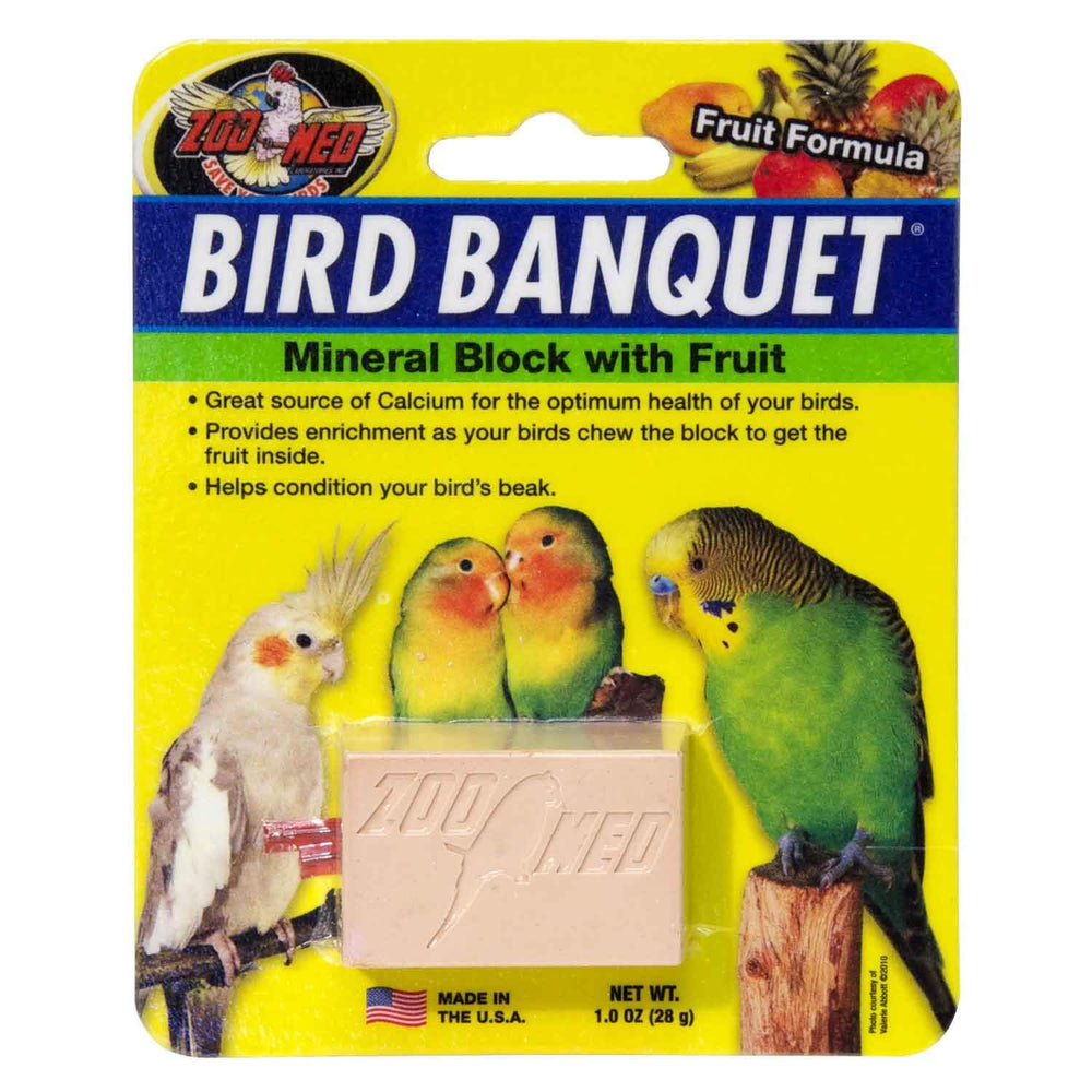 Zoo Med bloque fruta para pajaros pequeno, enriquece el picoteo y apoya la salud del pico.